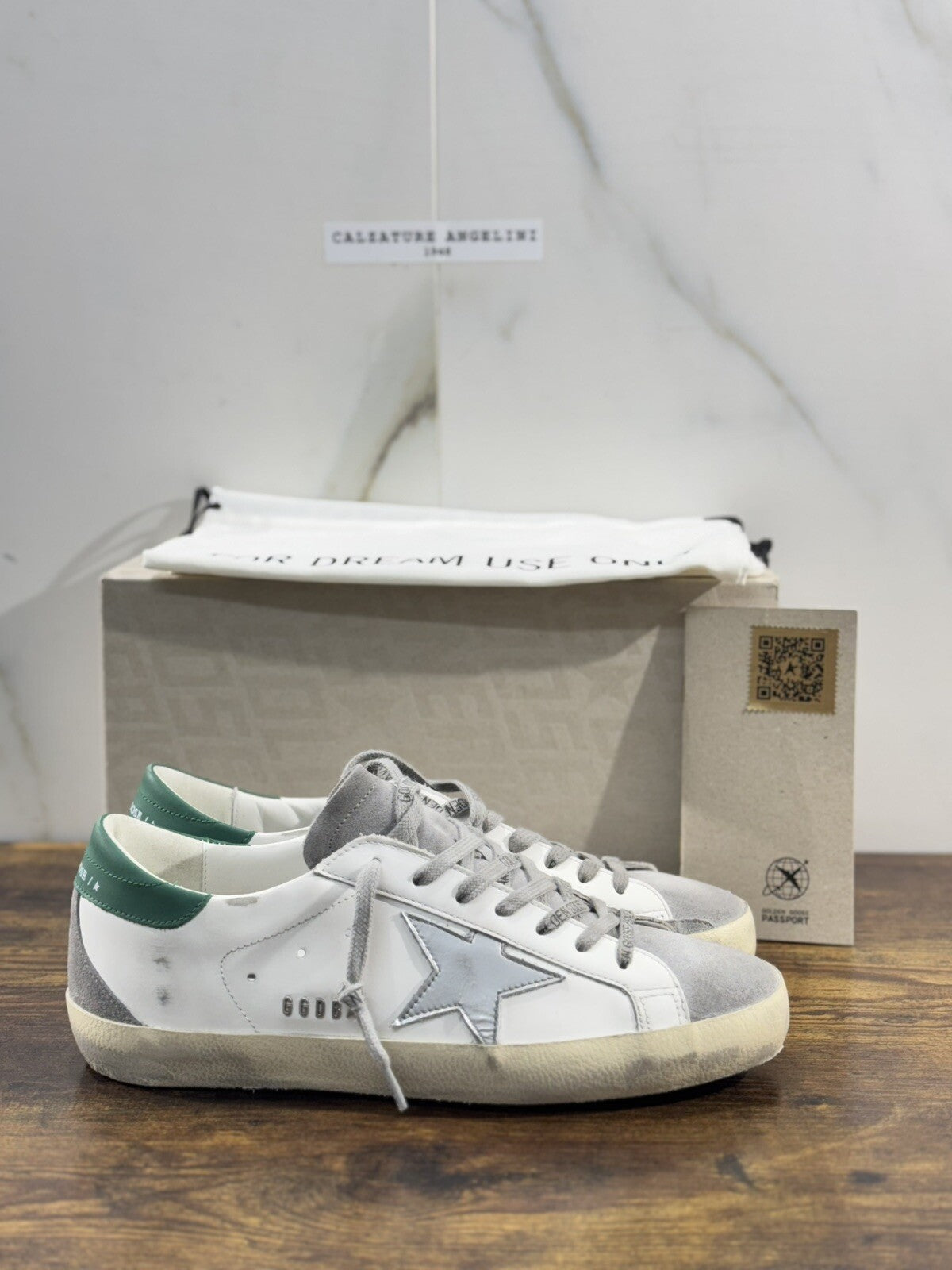 Golden Goose Sneaker Uomo Super Star White Green   Pelle Luxury Men Sneaker 40