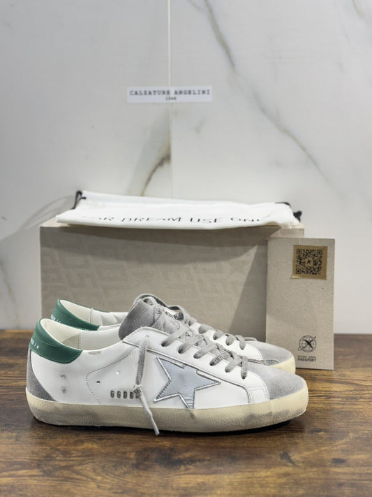 Golden Goose Sneaker Uomo Super Star White Green   Pelle Luxury Men Sneaker 40