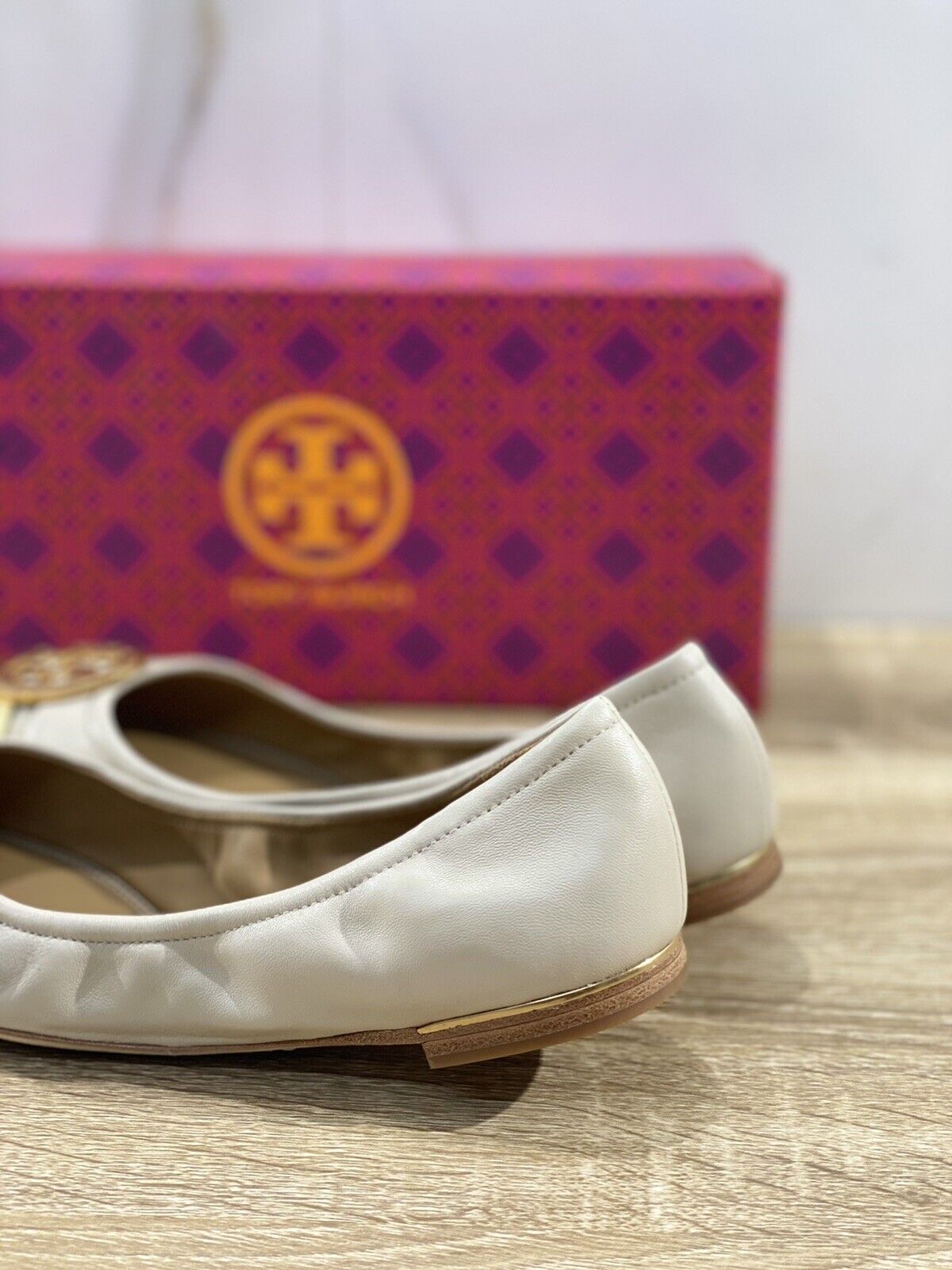 Tory Burch Minnie Cap Toe Ballet In Pelle Latte Luxury Woman Shoes 37.5