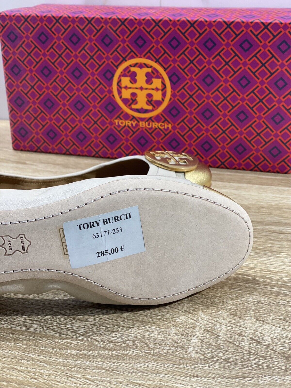 Tory Burch Minnie Cap Toe Ballet In Pelle Latte Luxury Woman Shoes 35.5