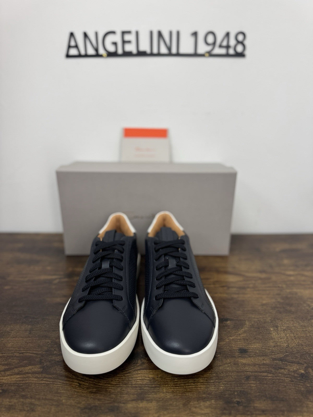 Santoni Sneaker Pelle Blu  Luxury Scarpa Santoni Uomo 42.5
