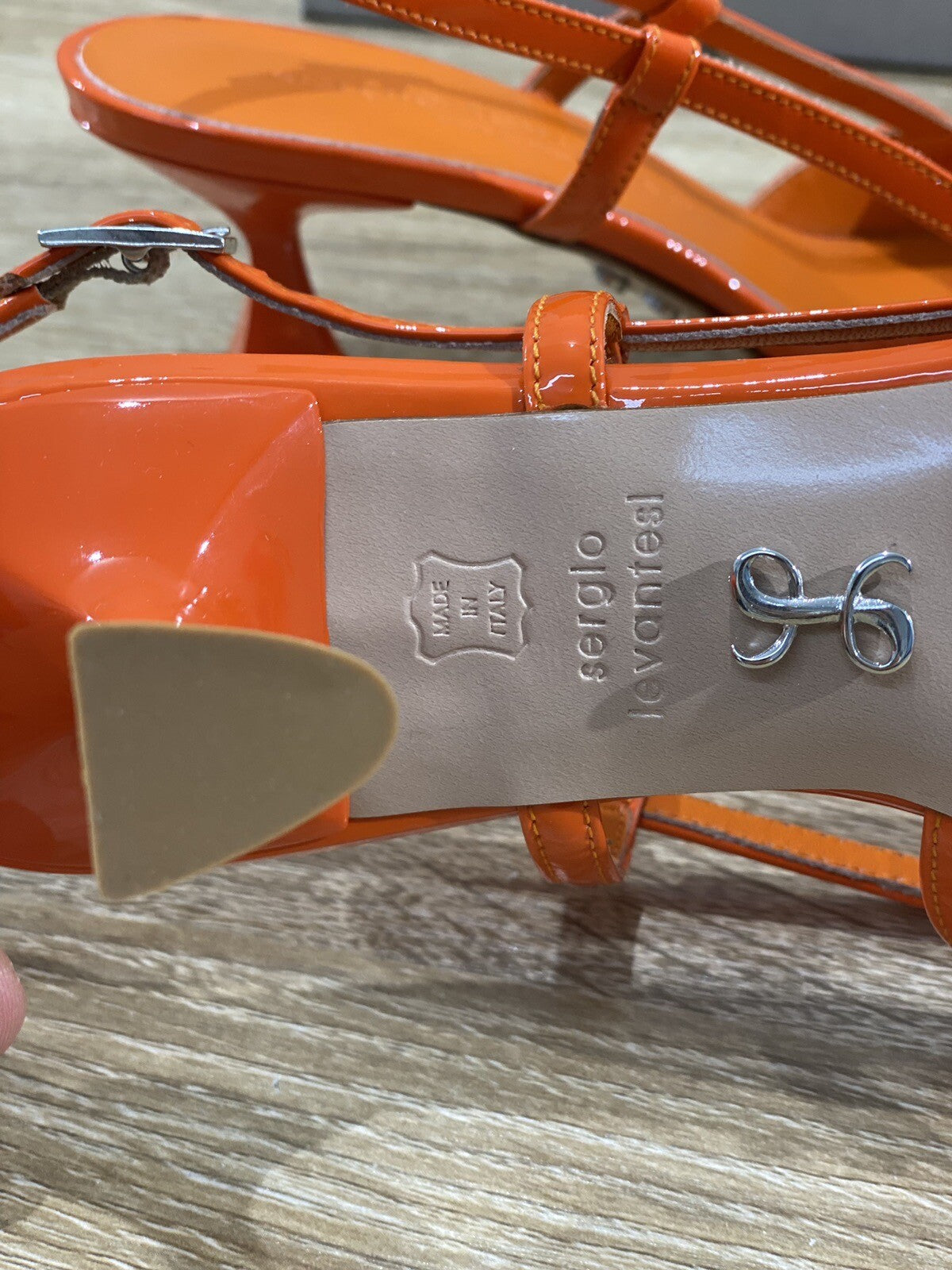 Sergio Levantesi Sling Back Donna Chantal Pelle Arancio Luxury Woman Sandal 36