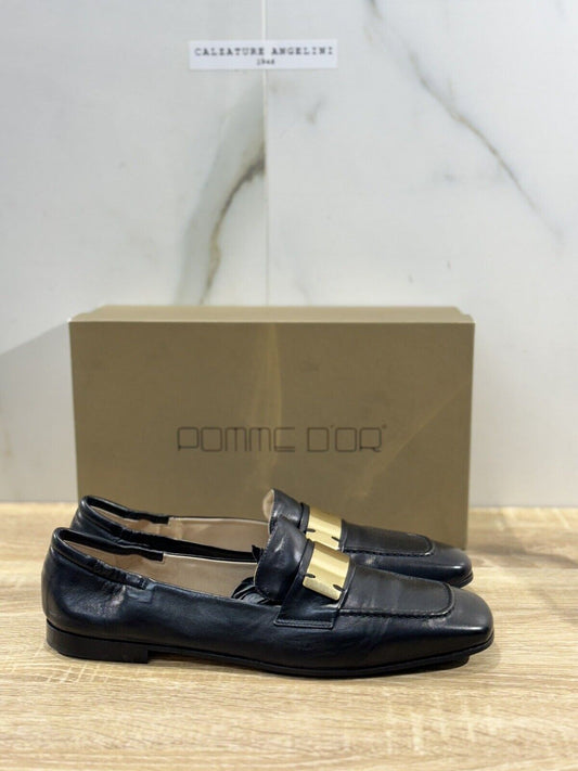 Pomme D’or Mocassino Donna 0752 Pelle Nero Glove  Casual Luxury Loafer 40