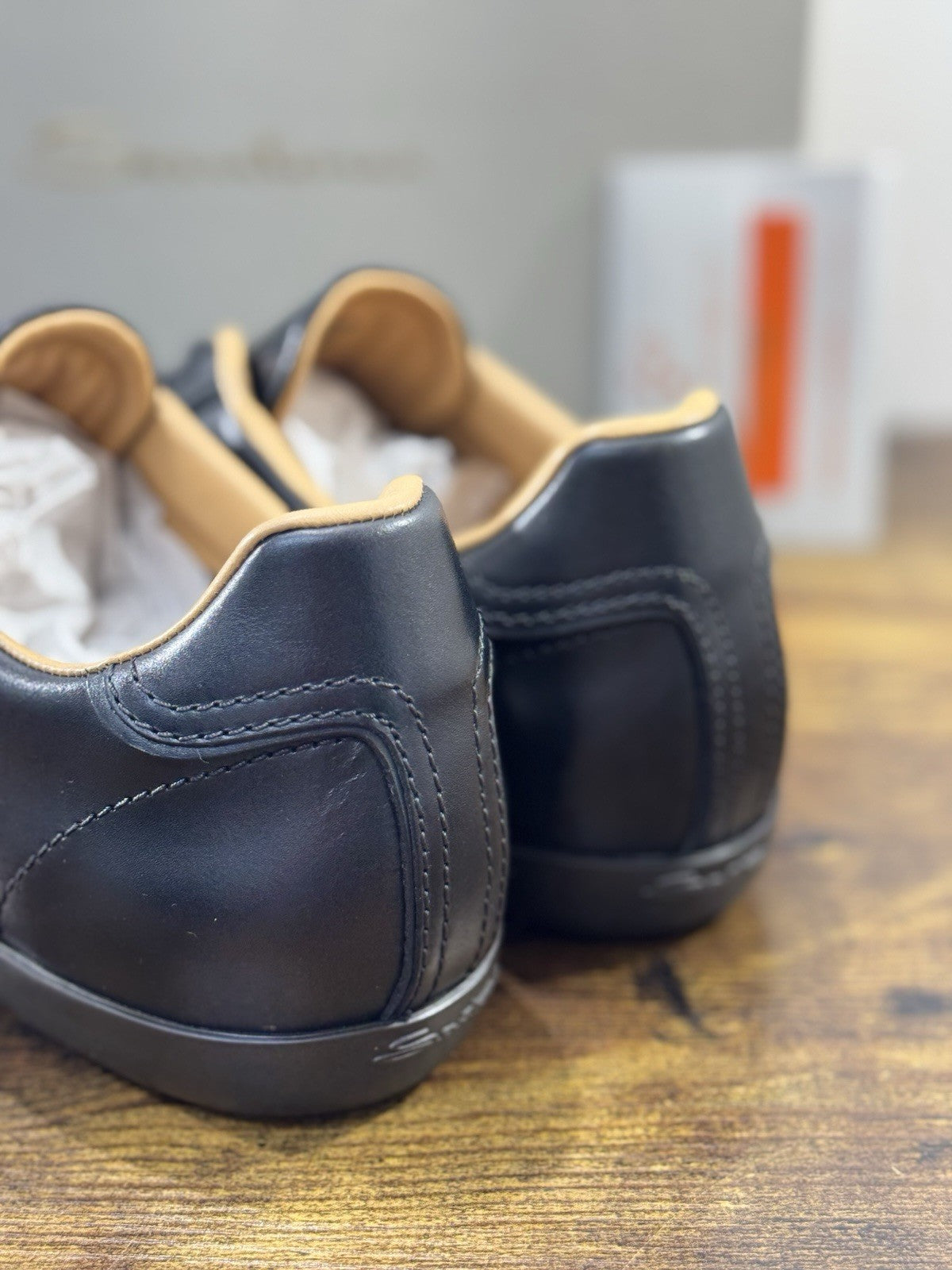Santoni Sneaker Racer Pelle Nera    Luxury Santoni Scarpe Uomo 42.5