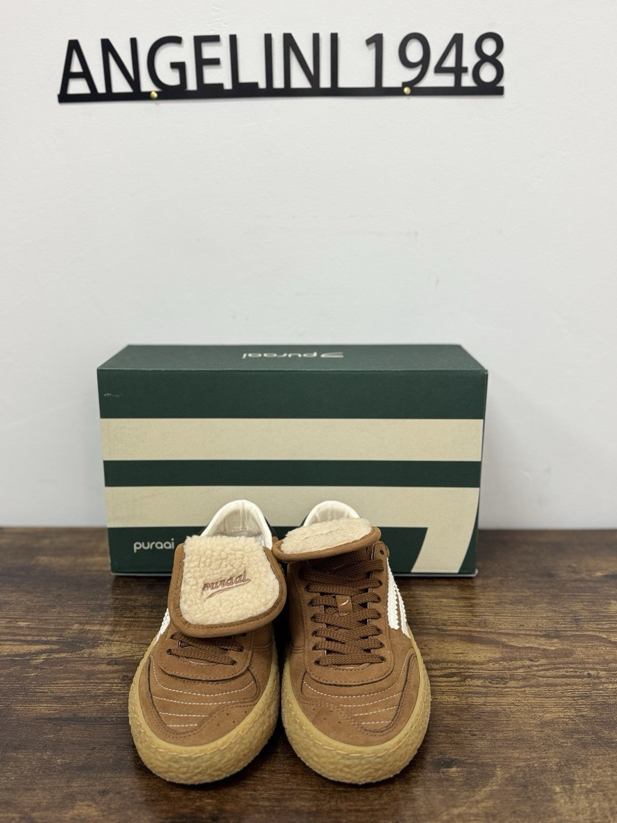 Puraai Teddy Tab Sneaker Suede Cuoio Casual Scarpa Donna 36