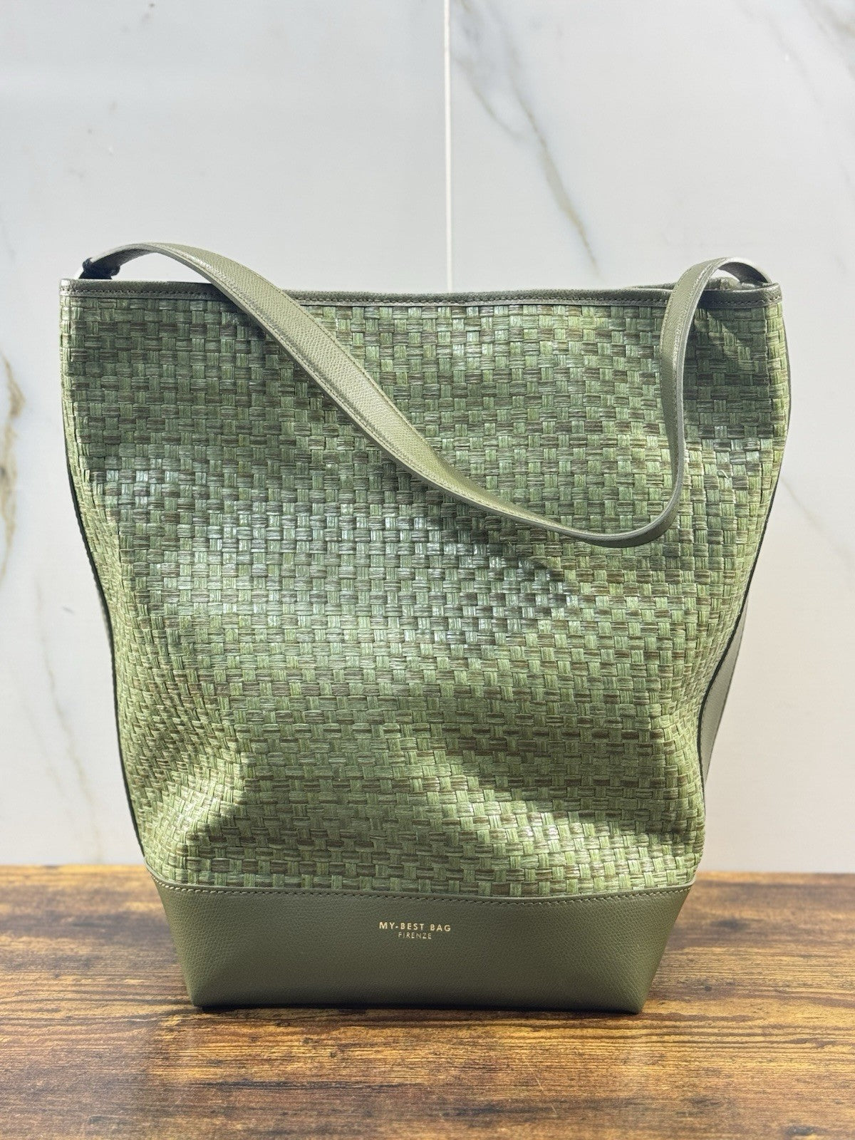 My Best Bag Firenze Borsa Verde Militare Secchiello Causal Pelle Donna