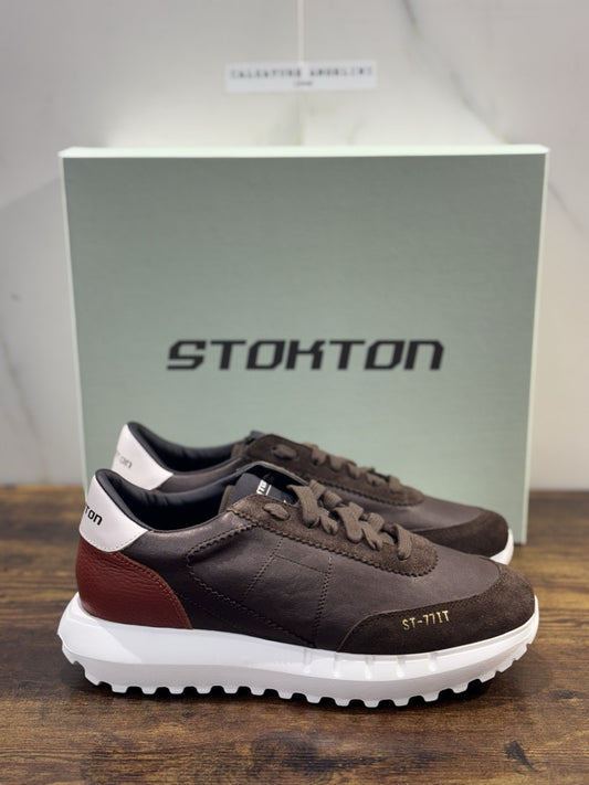 Stokton Sneaker Pelle Marrone   100% Made In Italy Uomo 39