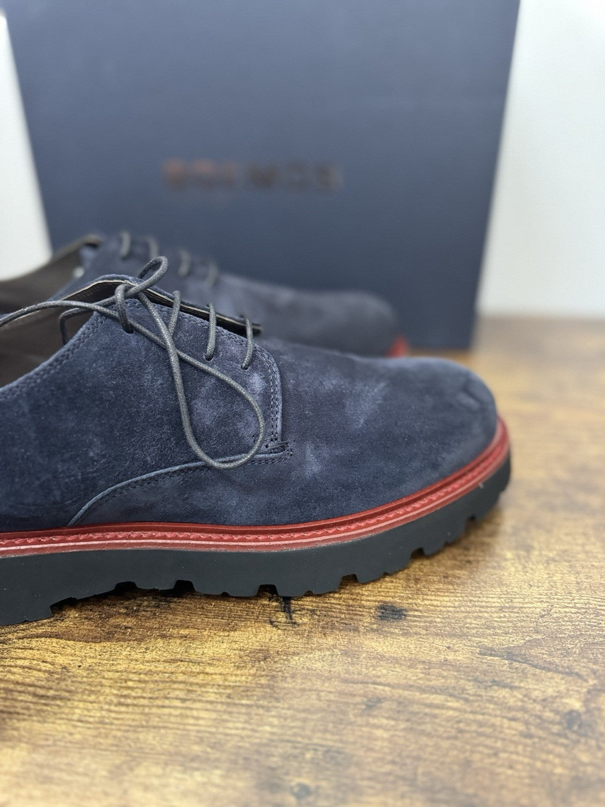 Boemos Stringata  Pelle Suede Blu    100% Made In Italy Casual Boot Uomo 42