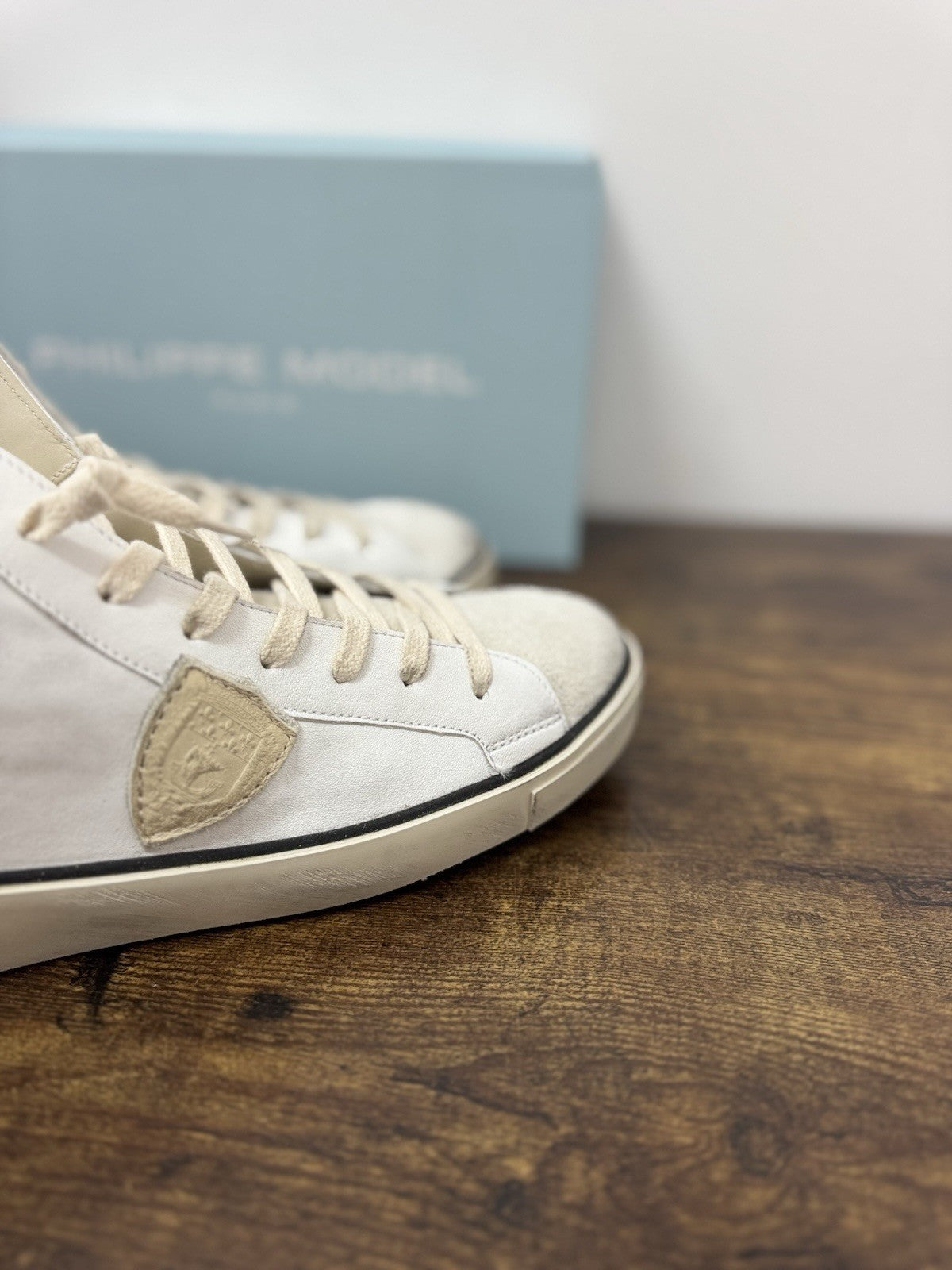 Philippe Model  Paris L u  High Sneaker  Pelle Bianca Beige     Casual Uomo 45