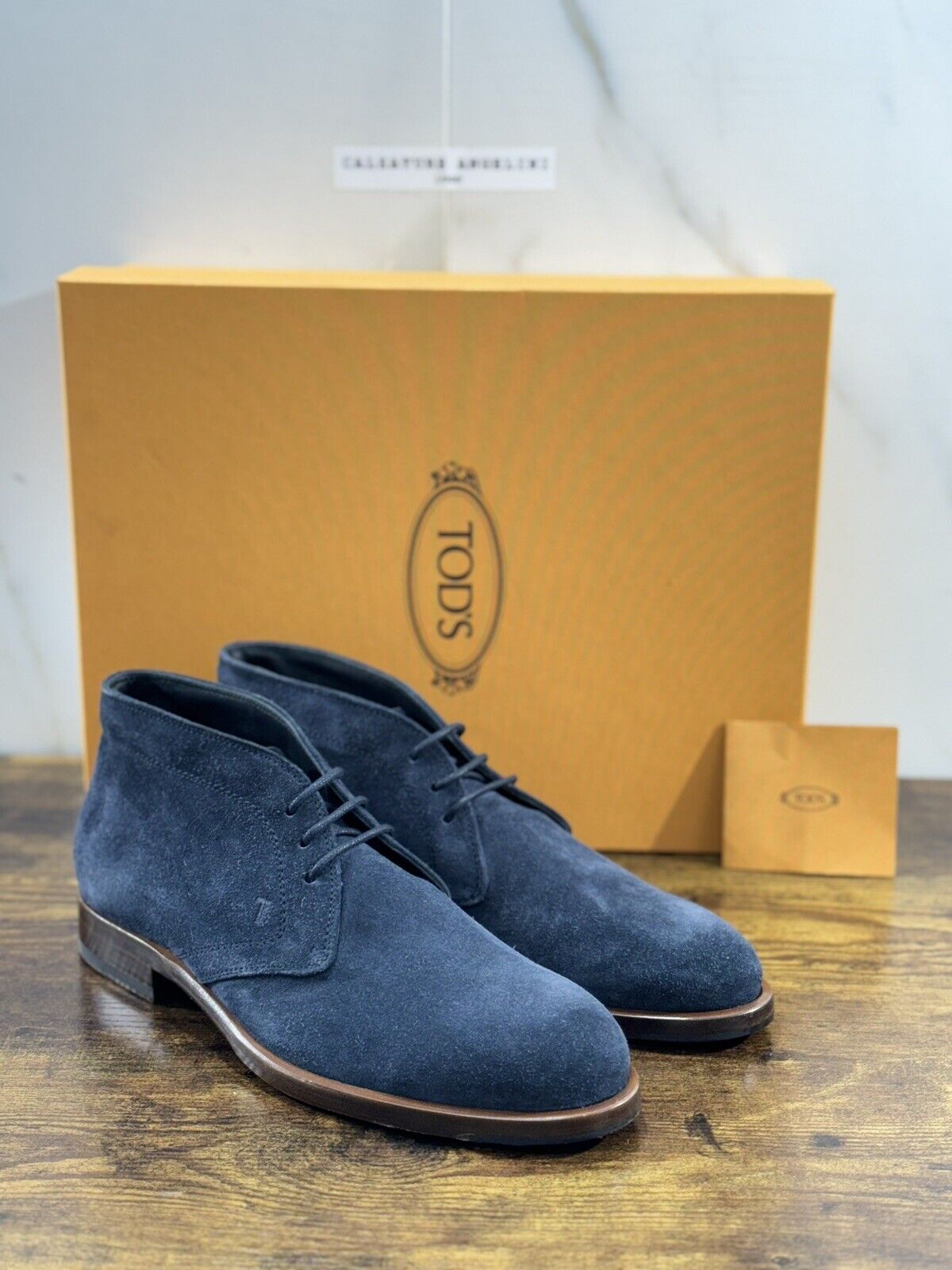 Tod’s Polacco Casual Suede  Pelle Blu Luxury Tod’s Boot Men 41