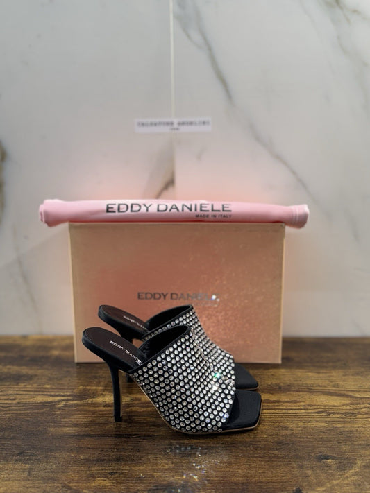 Eddy Daniele Sandalo Nero Real Swarovski Con Tacco Donna 36
