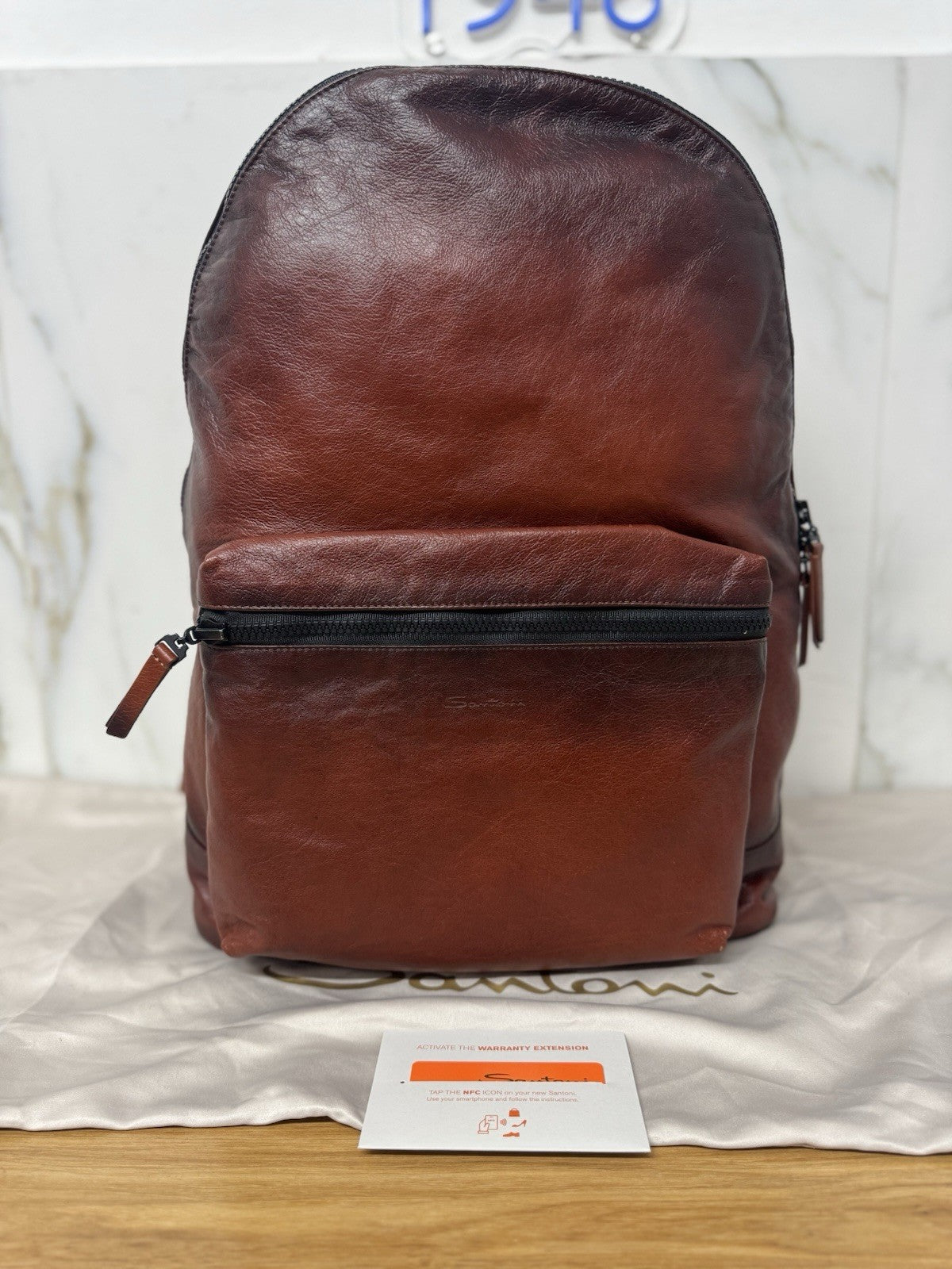 Santoni Maxi Zaino Backpack  Luxury Bag Santoni Cuoio Anticato Uomo