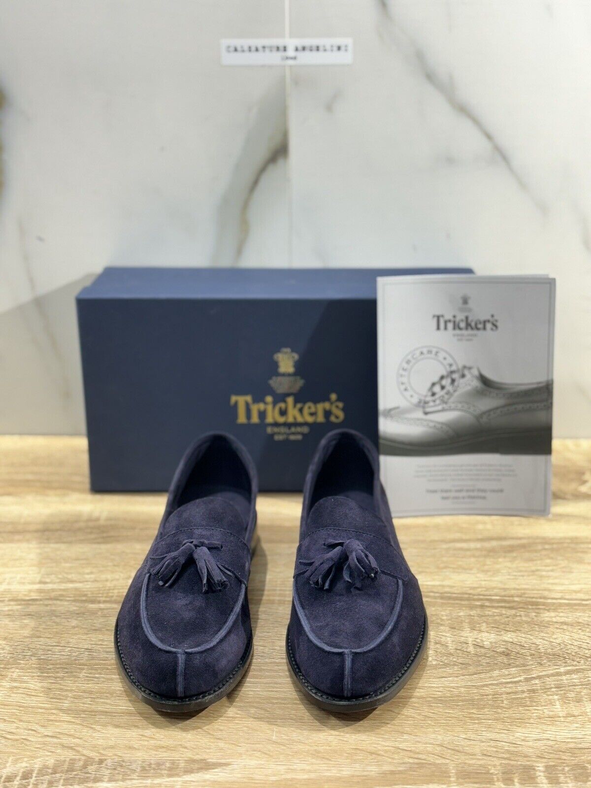 Tricker’s Tassel Loafers Tony Suede Castorino Blu Luxury Men Tricker’s 42