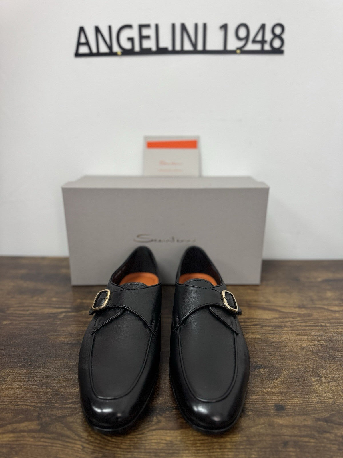 Santoni Mocassino Mono Buckle Goodyear Pelle Nero  Luxury Santoni Scarpa 43.5