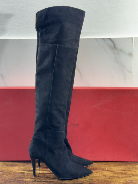 Pura Lopez Stivale Donna Sopra Ginocchio Suede Nero Luxury Boot 39