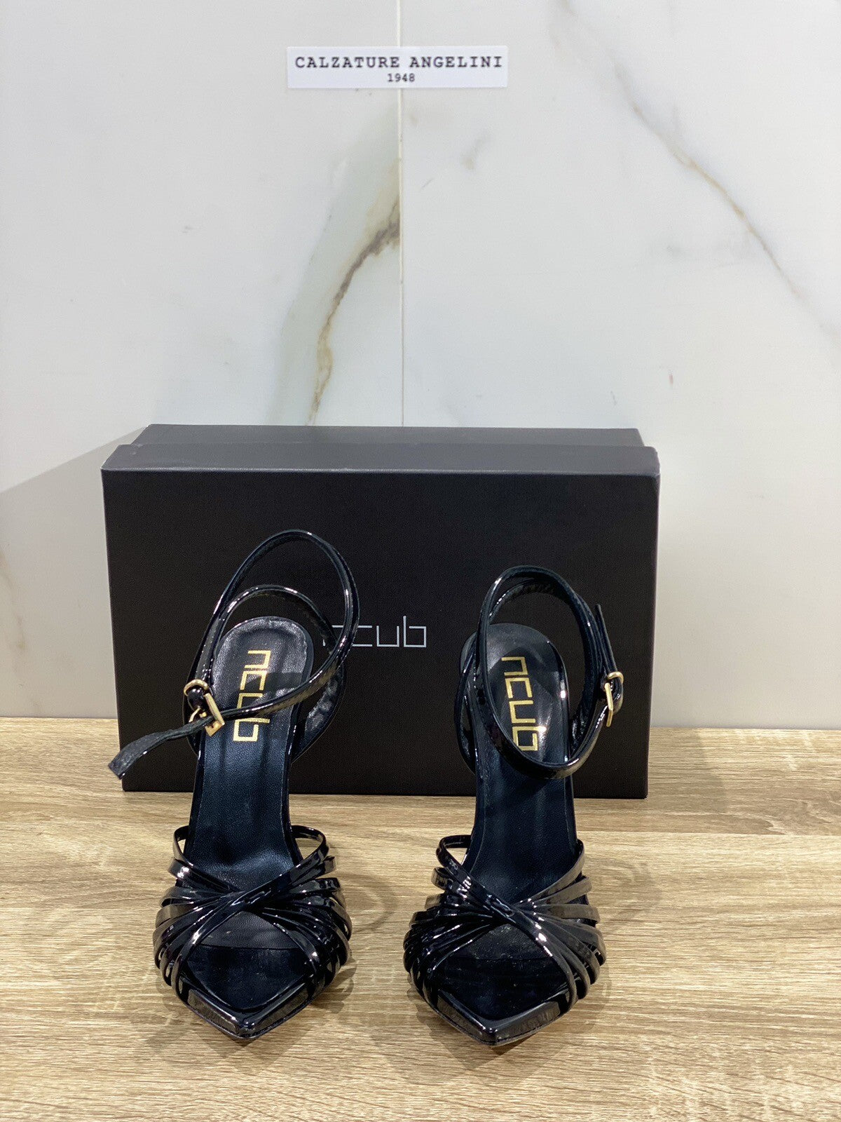 NCUB Sandalo Donna Modello Aura Vernice Nero Luxury Woman Sandal 37