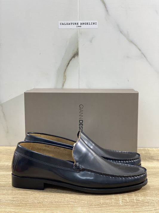 Gianni De Simone Mocassino Uomo Pelle Blu Polish Made In Italy 44
