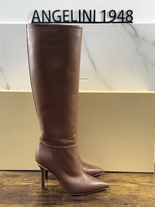 Ninalilou Stivale  Donna Pelle Castagno  Con Tacco Luxury Boot 37