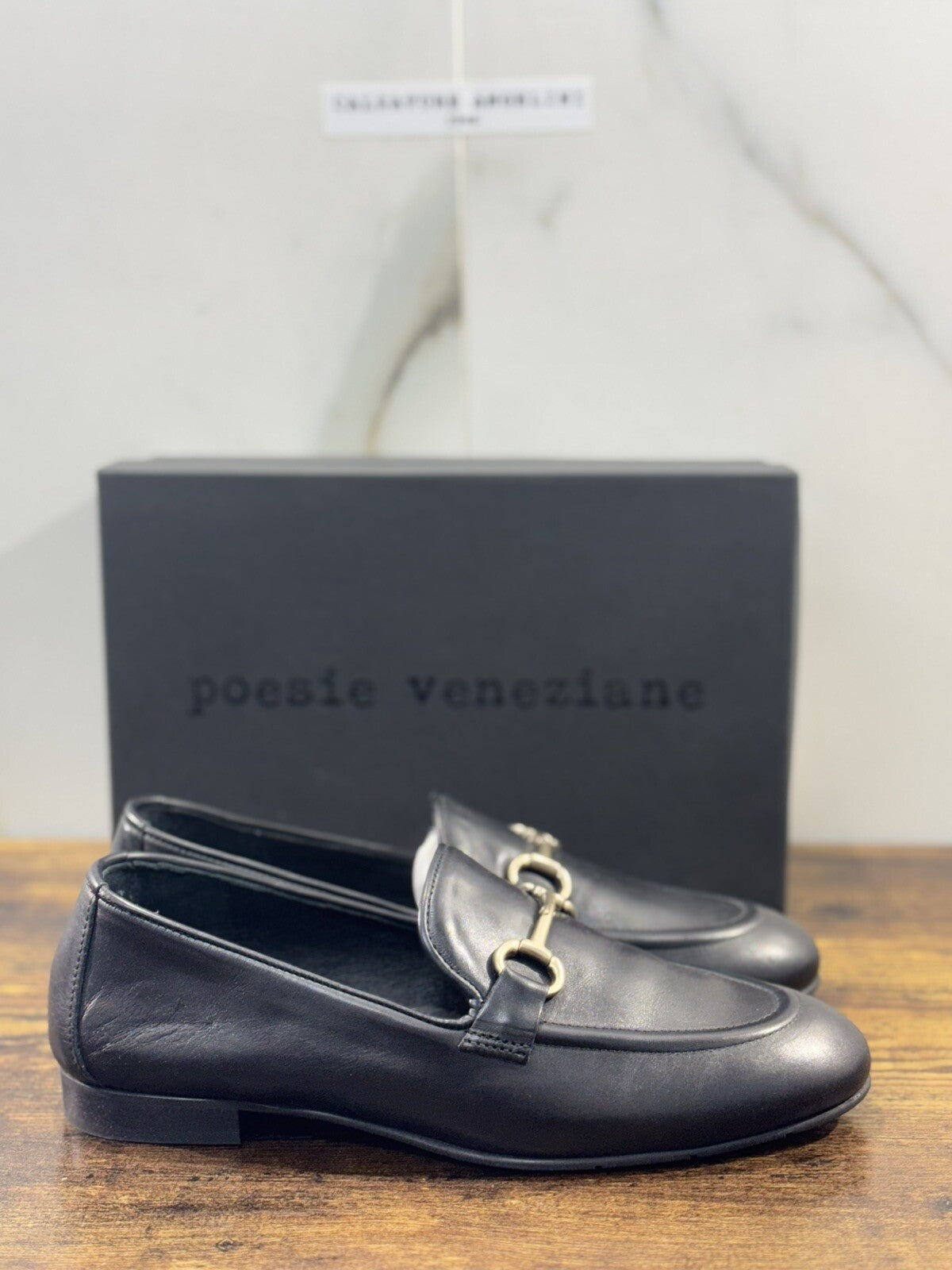 Poesie Veneziane Mocassino Donna Pelle Nera  Casual Loafer 38