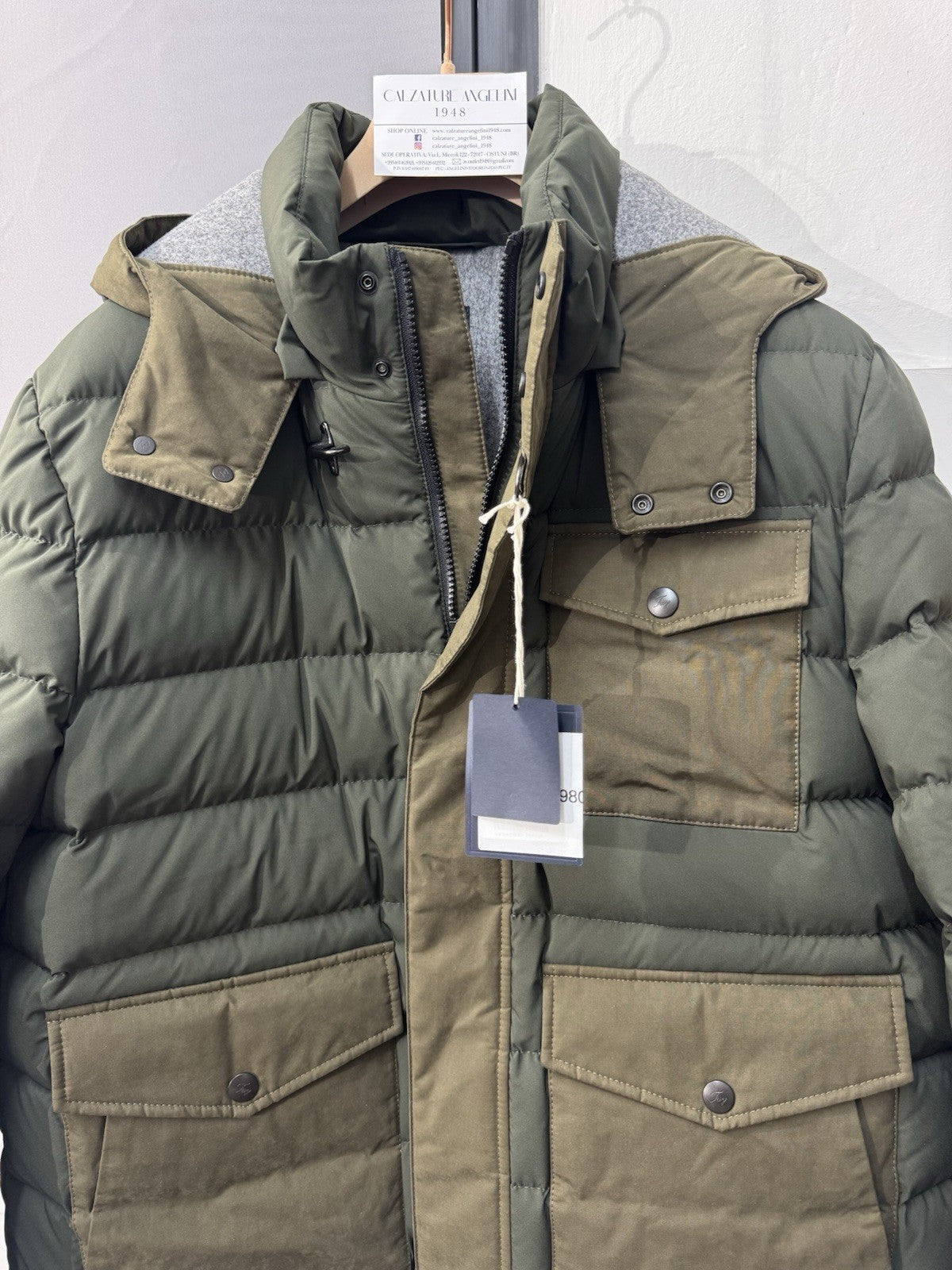 Fay Piumino Verde Militare  Con Cappuccio  Luxury Fay Uomo xxl