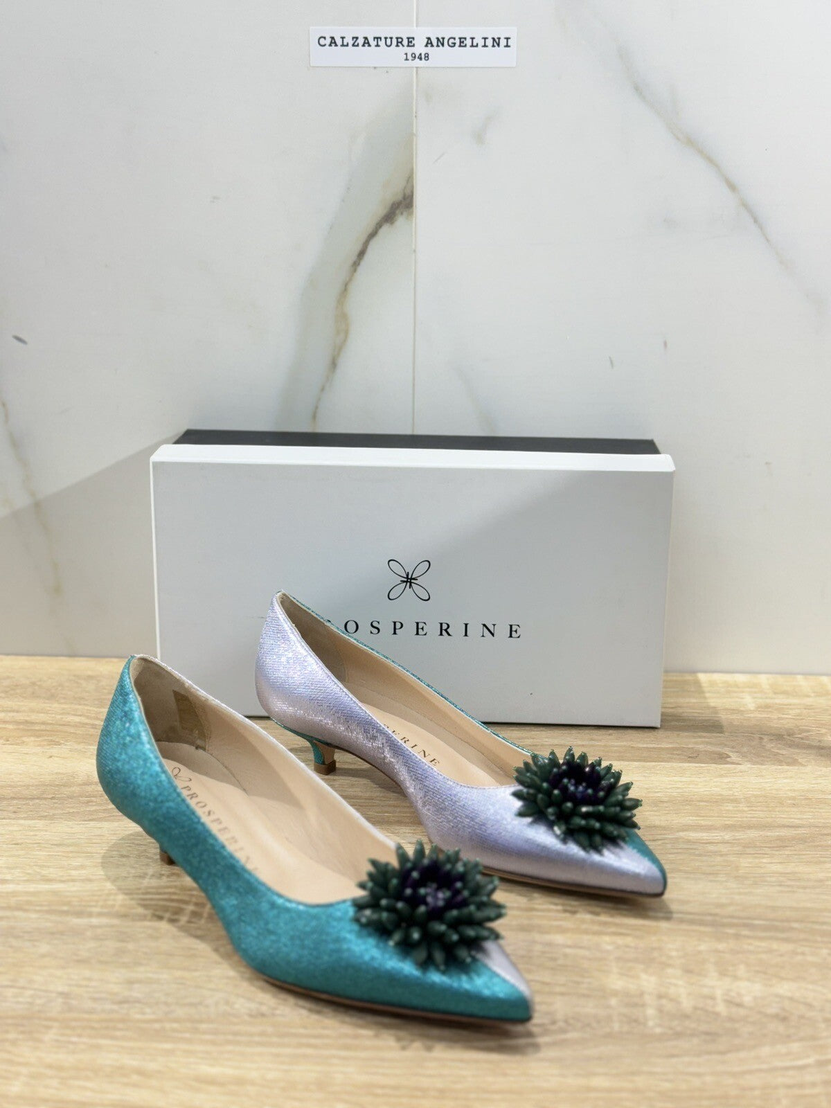 Prosperine Decollete’ donna Damir Verde Pelle   lavorazione sacchetto 38
