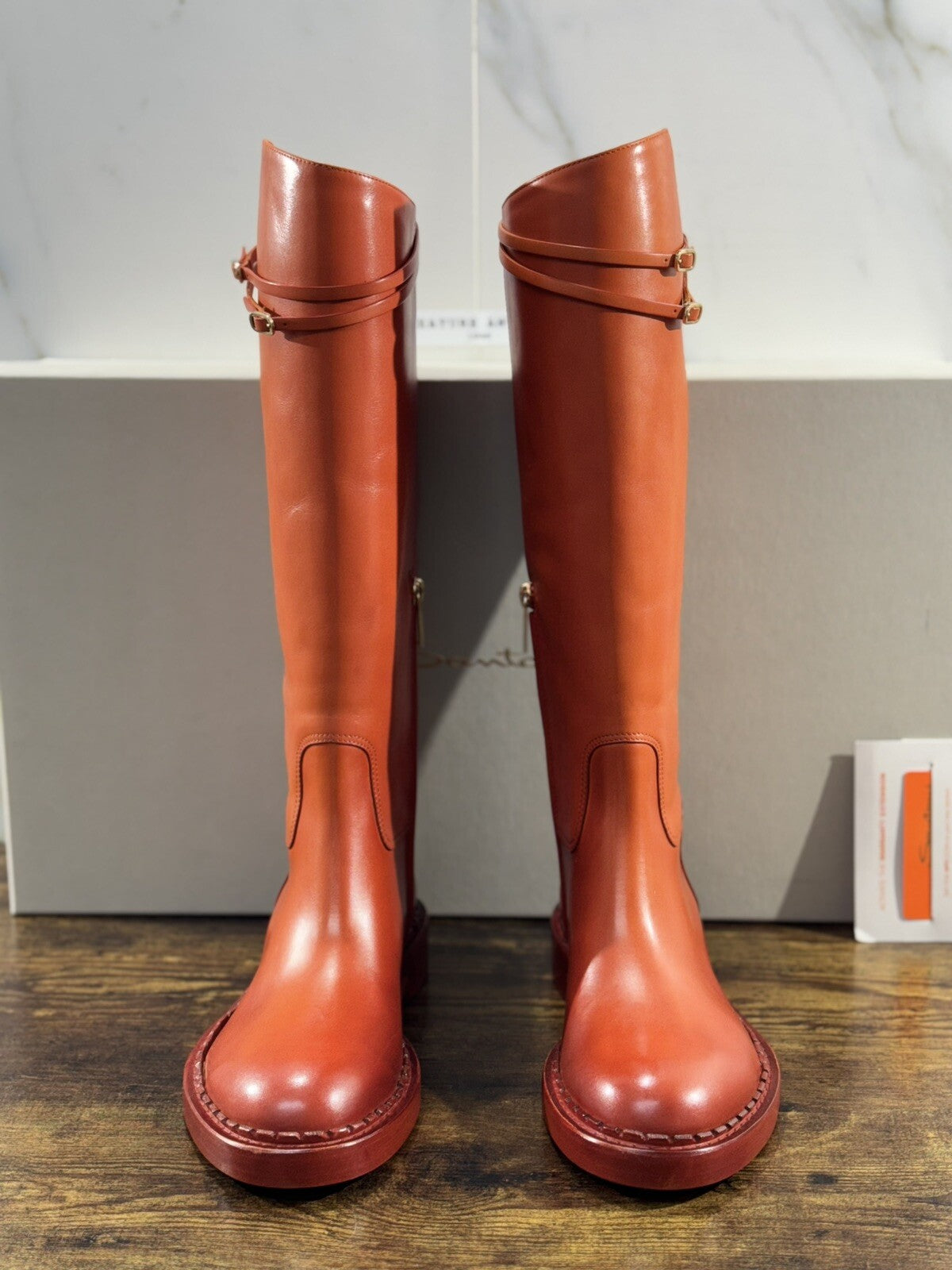 Santoni Stivali Donna In Pelle Anticata A Mano Luxury Woman Boot Santoni 37