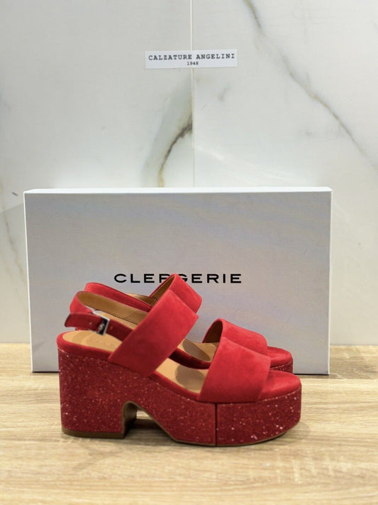 Clergerie Sandalo Donna Zeppa Corasv   Pelle Rosso   Luxury Clergerie Sandal 37