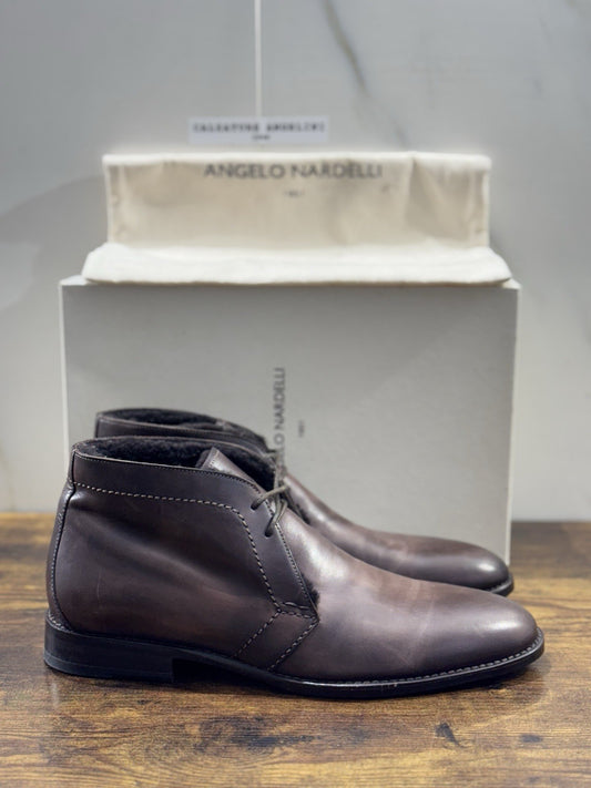 Angelo Nardelli 1951 Polacchino Pelle Testa Moro Pelliccia Interna Uomo 40