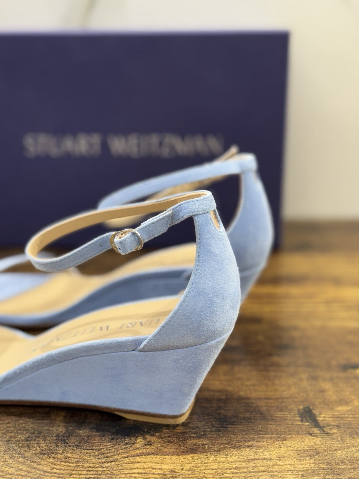 stuart weitzman Sandalo 50 Wedge   Suede Celeste   Luxury Woman  Donna 36.5