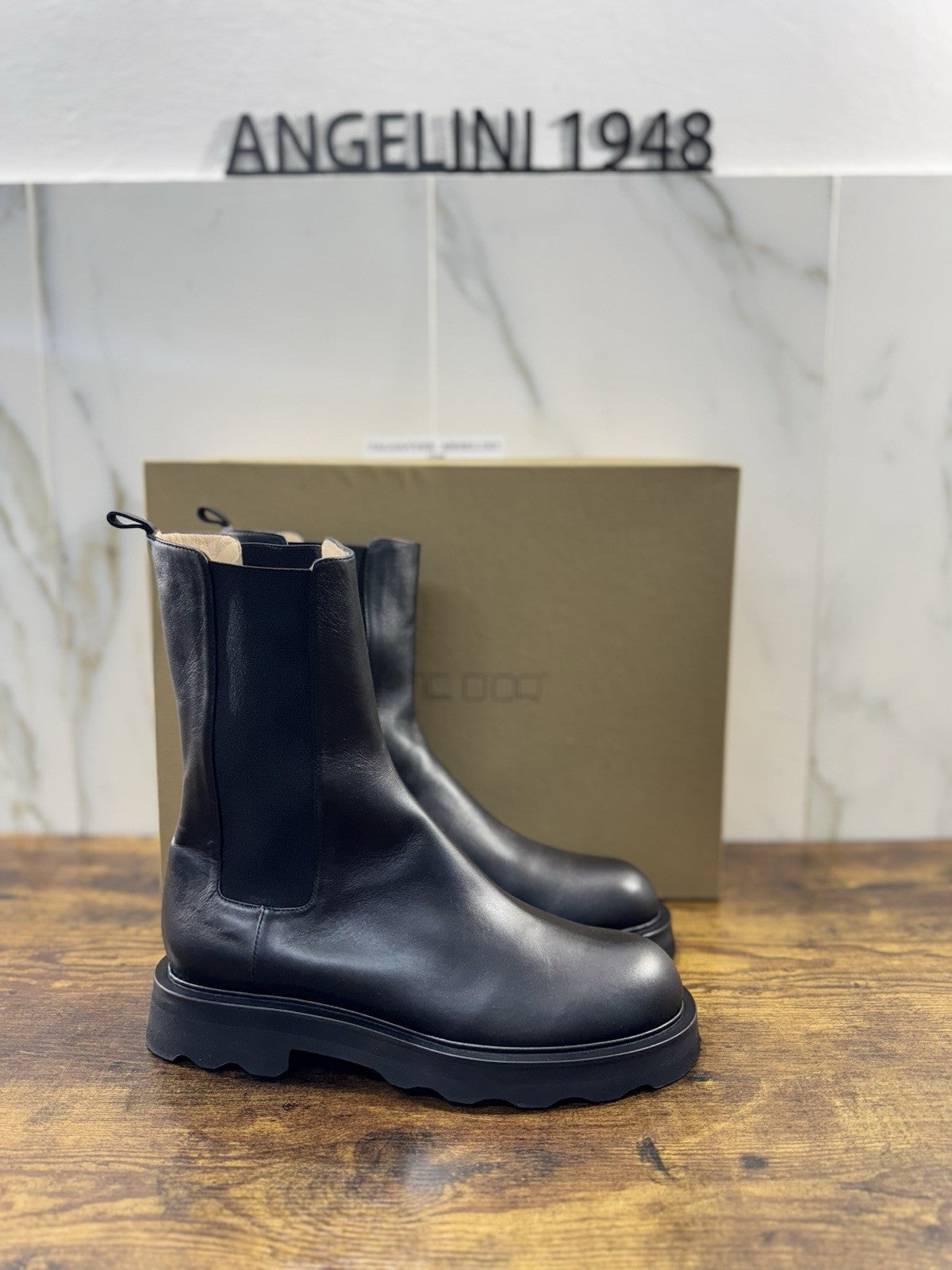 Pomme D’or Stivale  Boot  Pelle Nero Vibram Luxury Handmade Donna 41