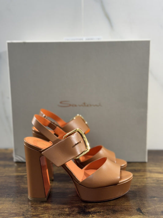 Santoni Sandalo Donna In Pelle Selleria Super Soft Luxury Woman Shoe 38