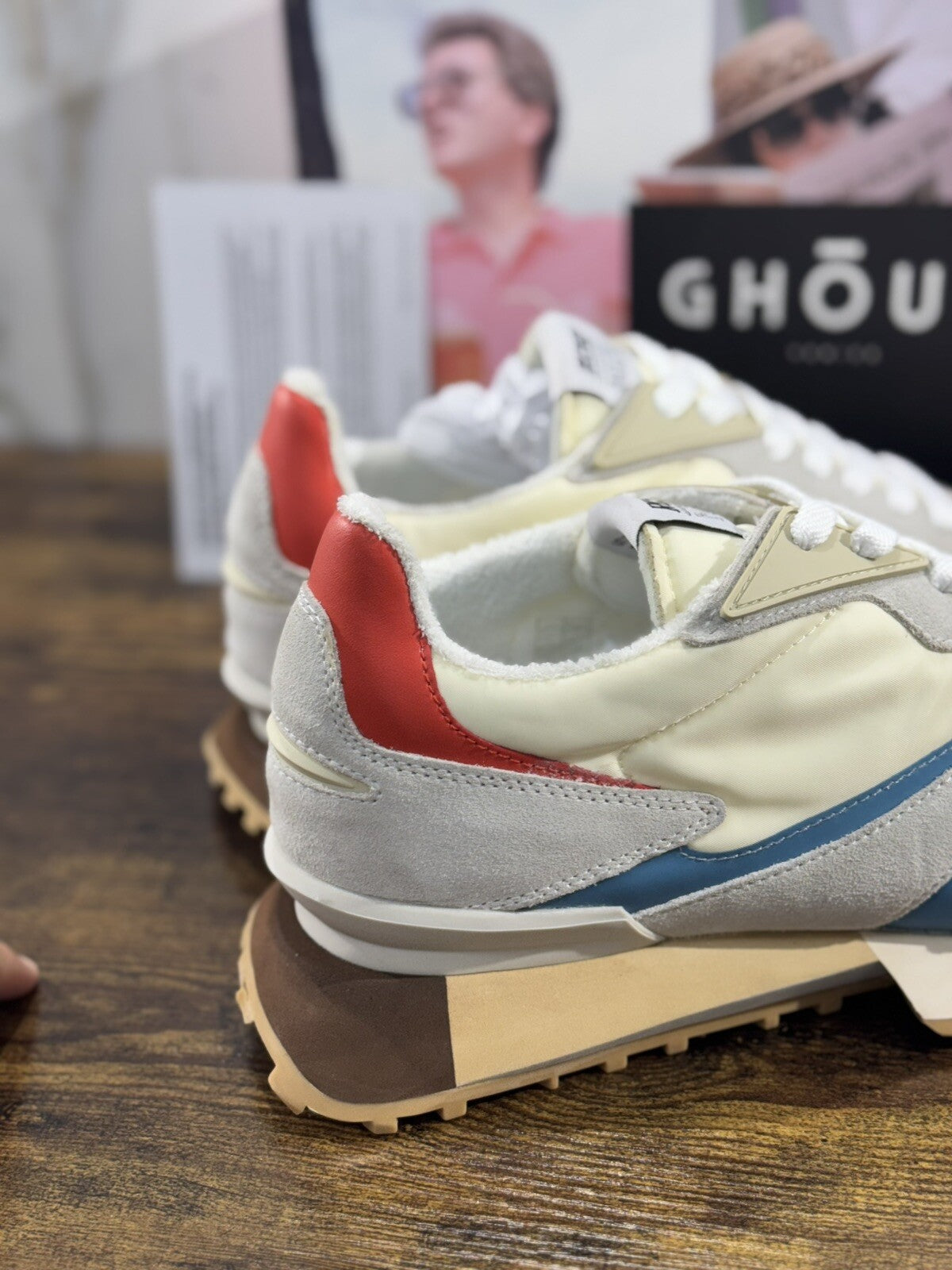 Ghoud Rush Sneaker Uomo Casual Men Sneaker Ghoud Suede Nylon Crema 44