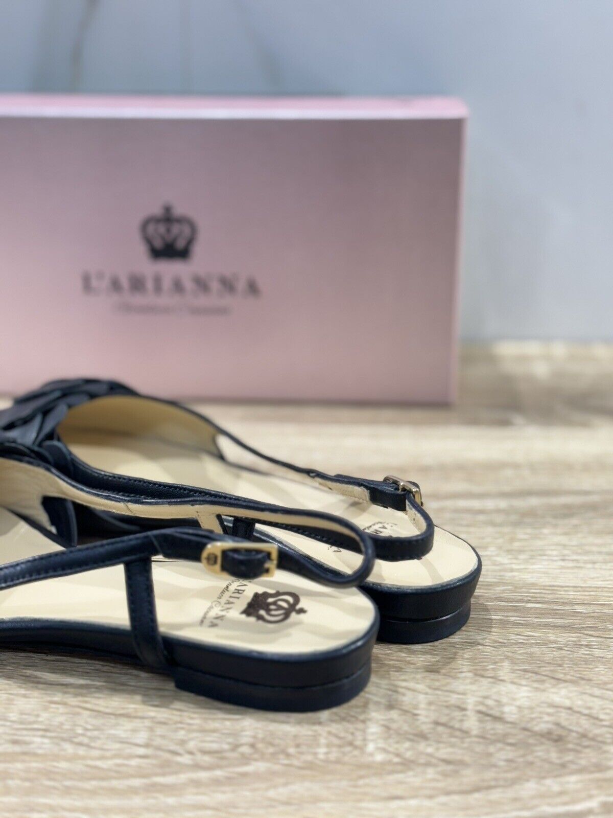 L’ARIANNA Scarpa Donna Sling Back Pelle Nera  Made In Italy 37