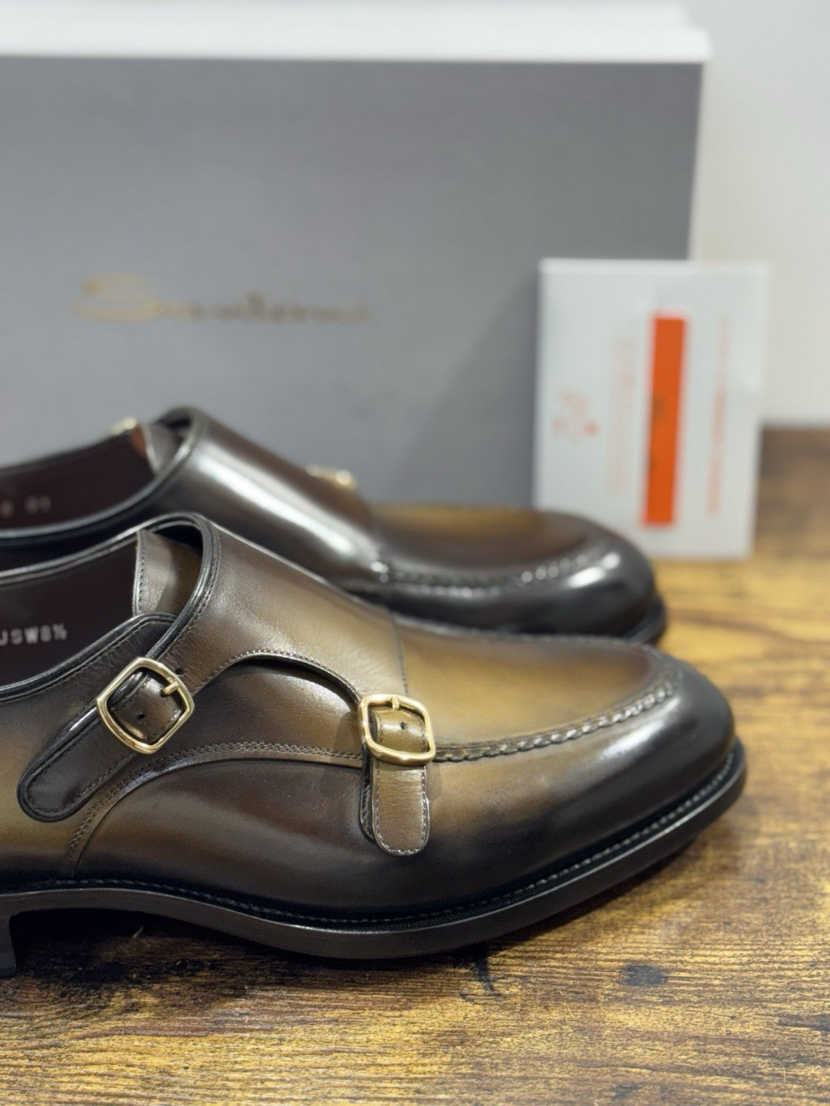 Santoni Doppia Fibbia Pelle Verde Goodyear Luxury Santoni Scarpa Uomo 41.5