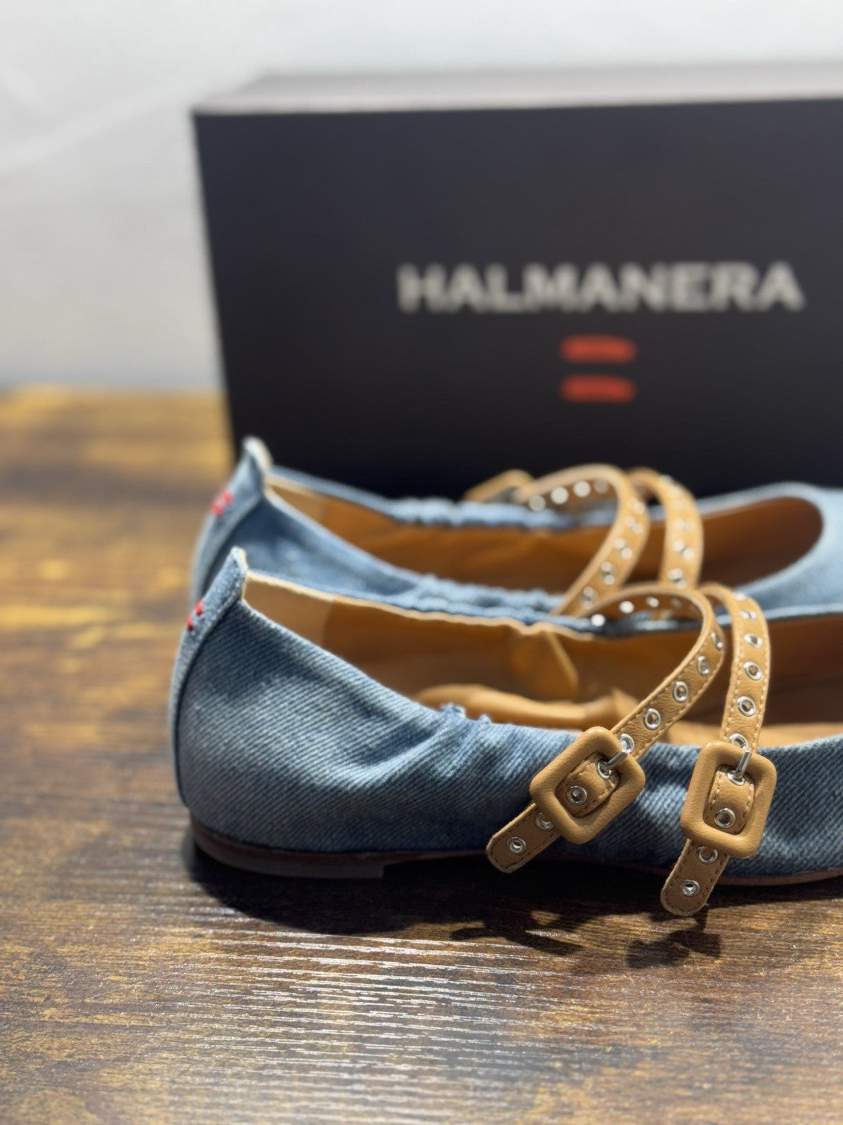 Halmanera Ballerina In Denim E Cuoio Casual Scarpa Donna 40