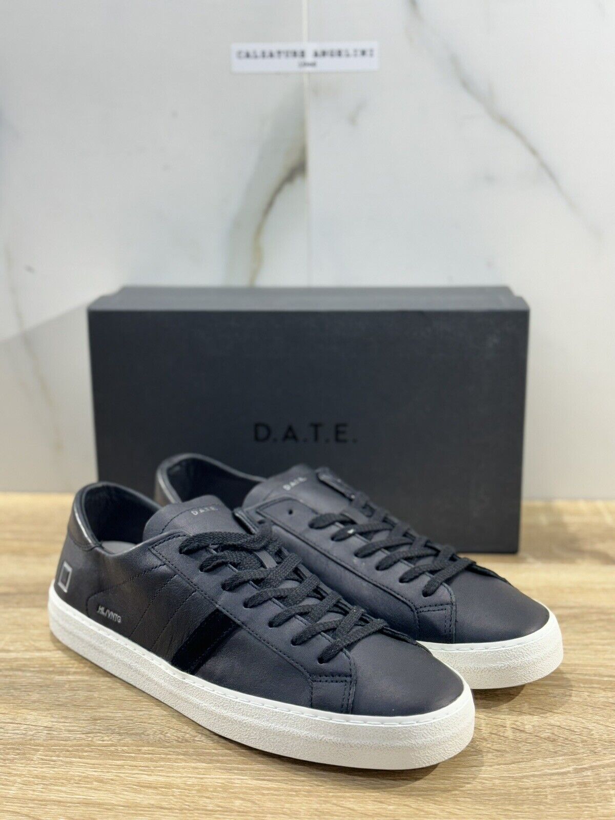 D.A.T.E Hill Low Vintage  Uomo  sneaker Pelle Nera  Casual Shoes 47