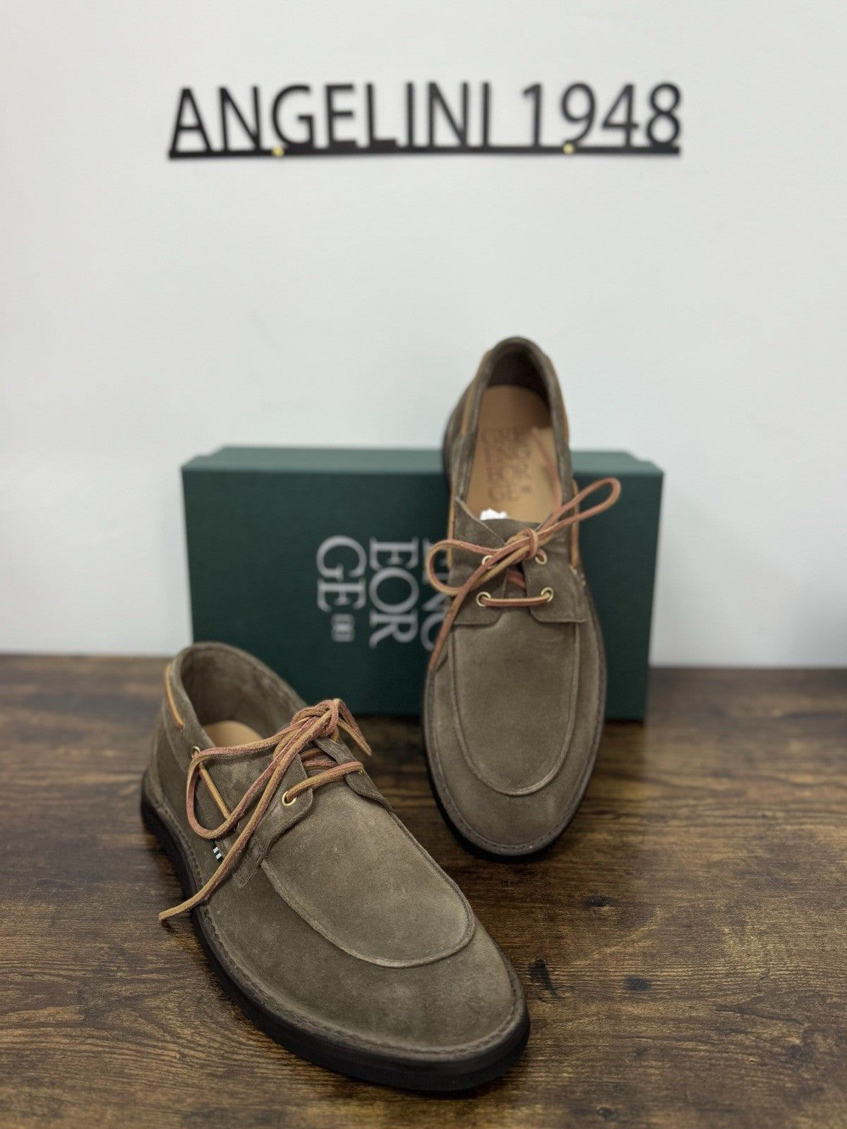 Green George Mocassino Barca Suede Tortora  Handmade In Italy Uomo 42