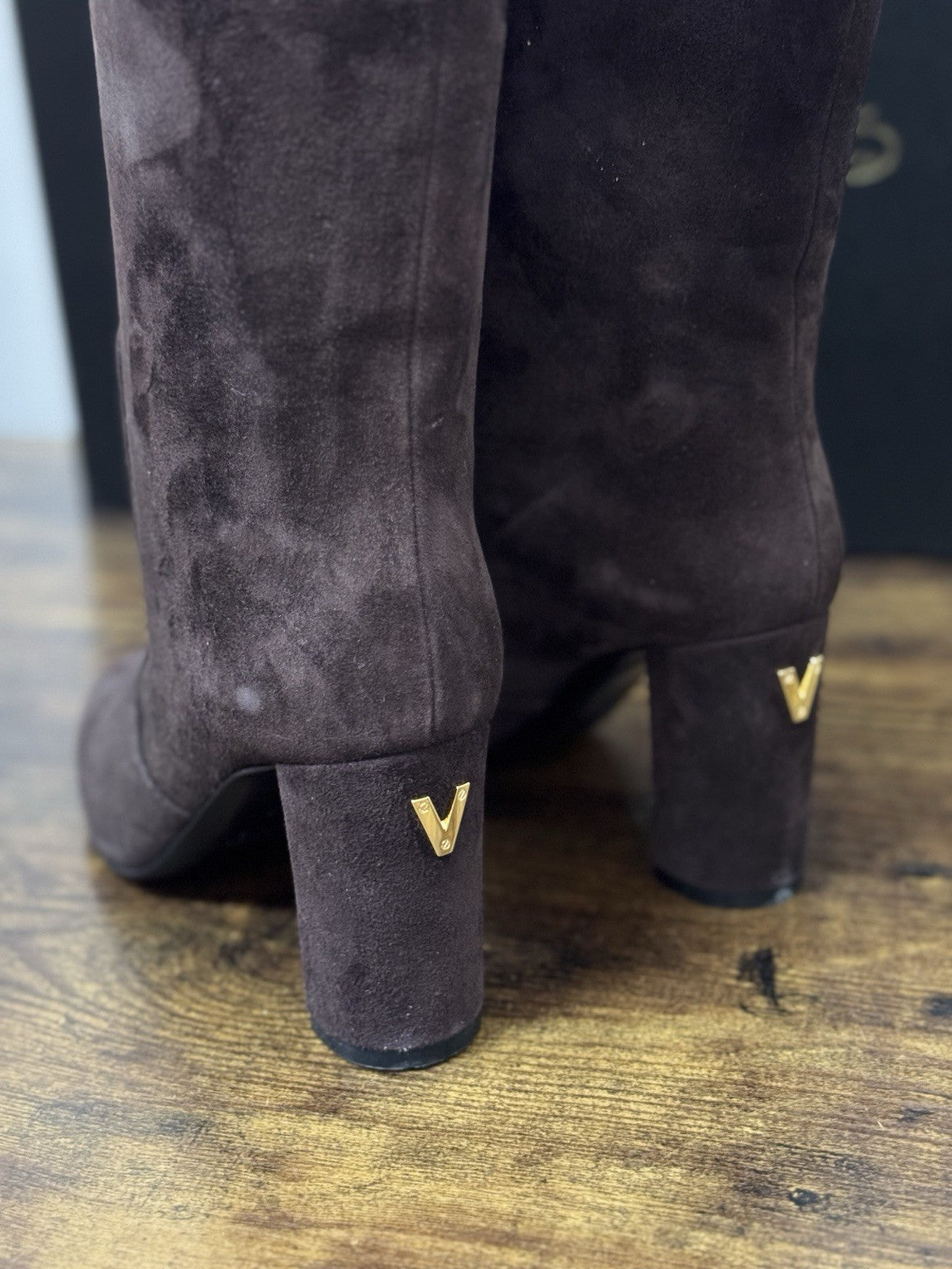 Via Roma 15 Stivale A Tubo Suede Testa Di Moro Con Tacco  Casual Donna 41