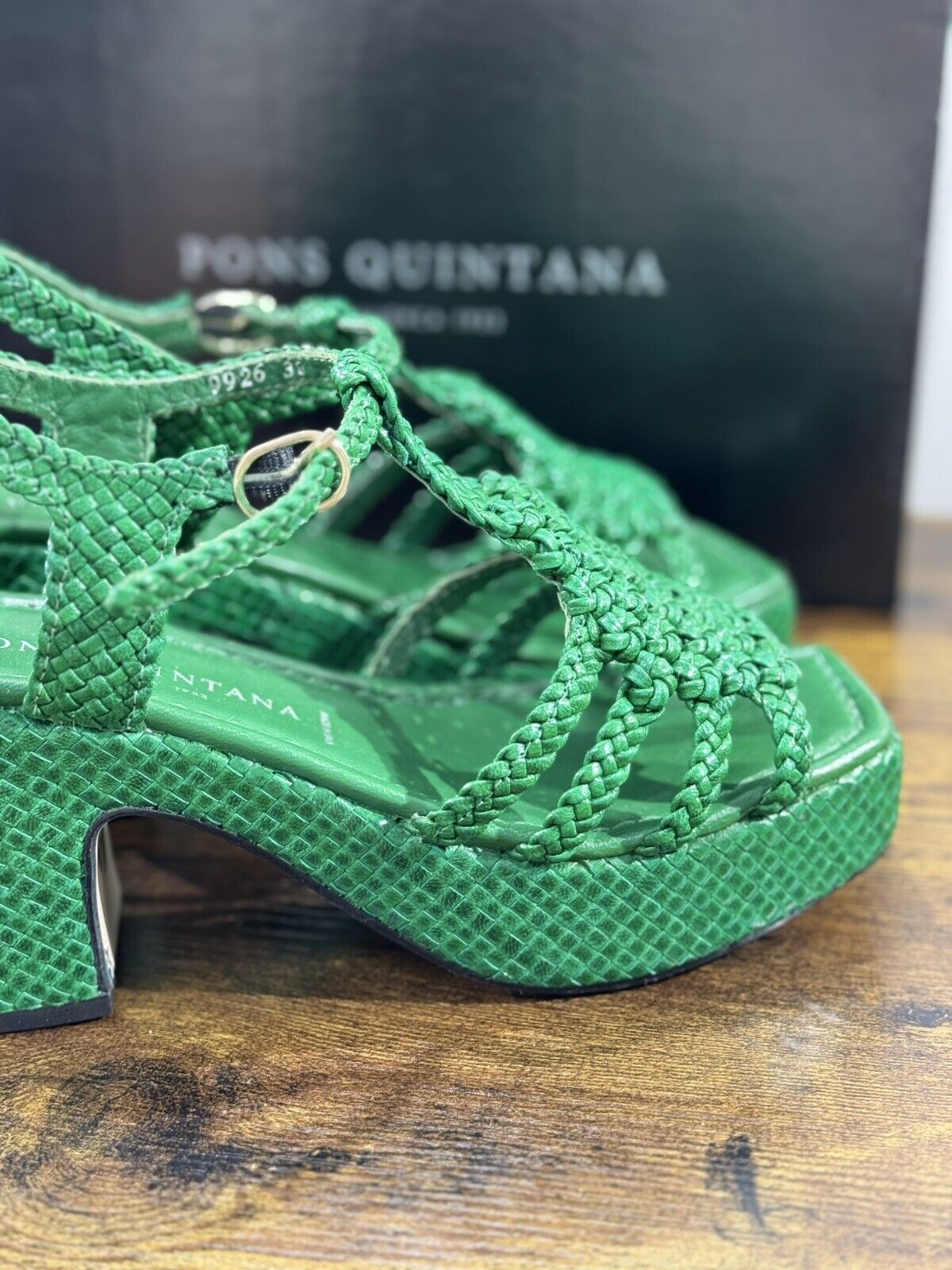 Pons Quintana Sandalo Donna  Sirena Pelle Verde      Handmade Con Tacco  38