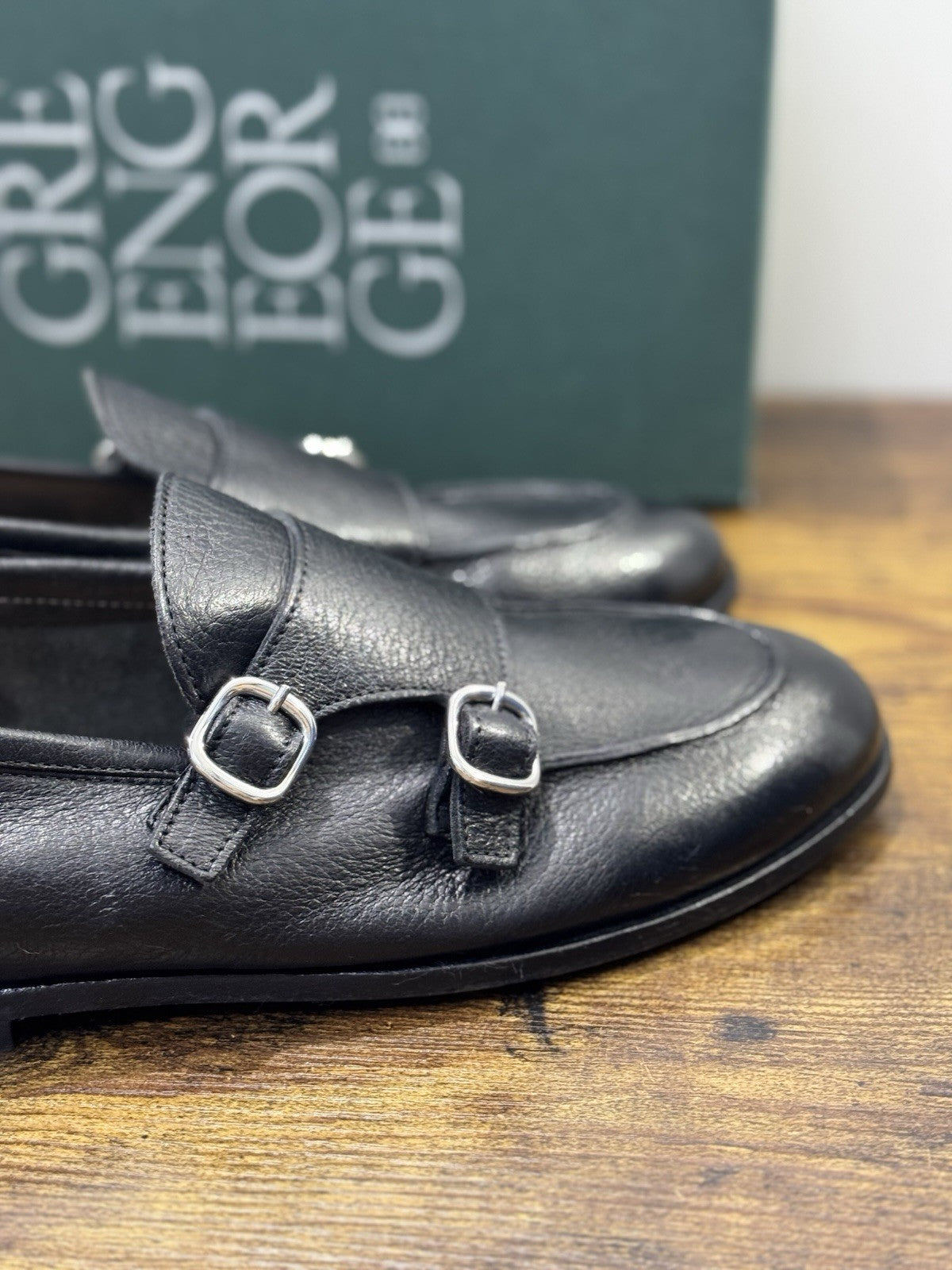 Green George Mocassino Doppia Fibbia Pelle  Cervo Nero Uomo 42.5