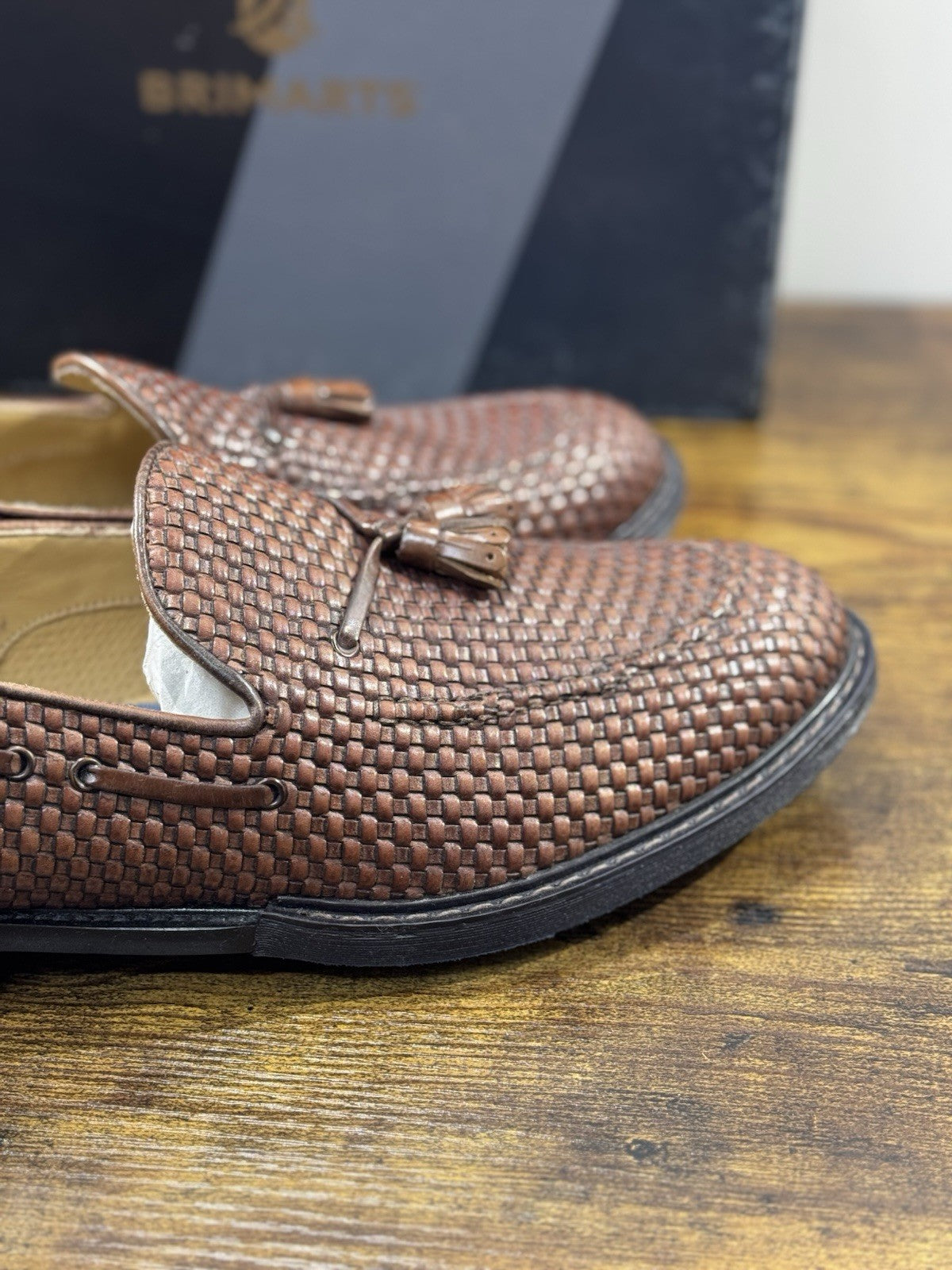 Brimarts Mocassino Uomo Intrecciato Pelle Cuoio 44