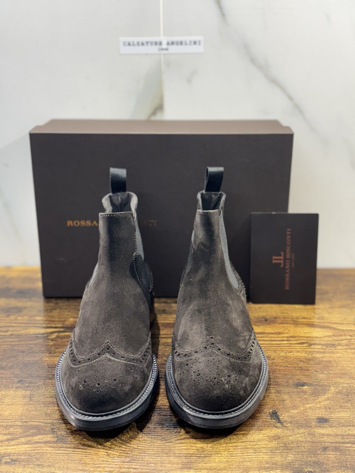 Rossano Bisconti Chelsea Boot Uomo Suede T Moro Fully Made In Italy 41.5
