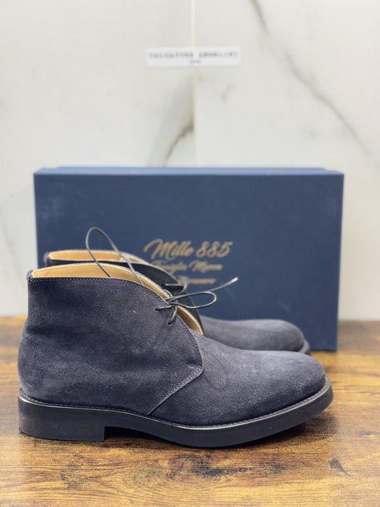 Mille 885 Polacchino    Suede Blu    Fatto A Mano In Italia Uomo 40