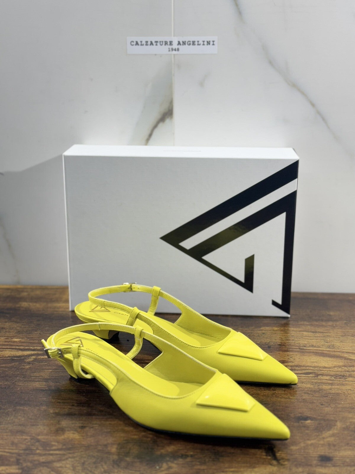 Giampaolo Viozzi Sling Back Donna Giallo Pelle Tacco     Luxury Woman Sandal 40
