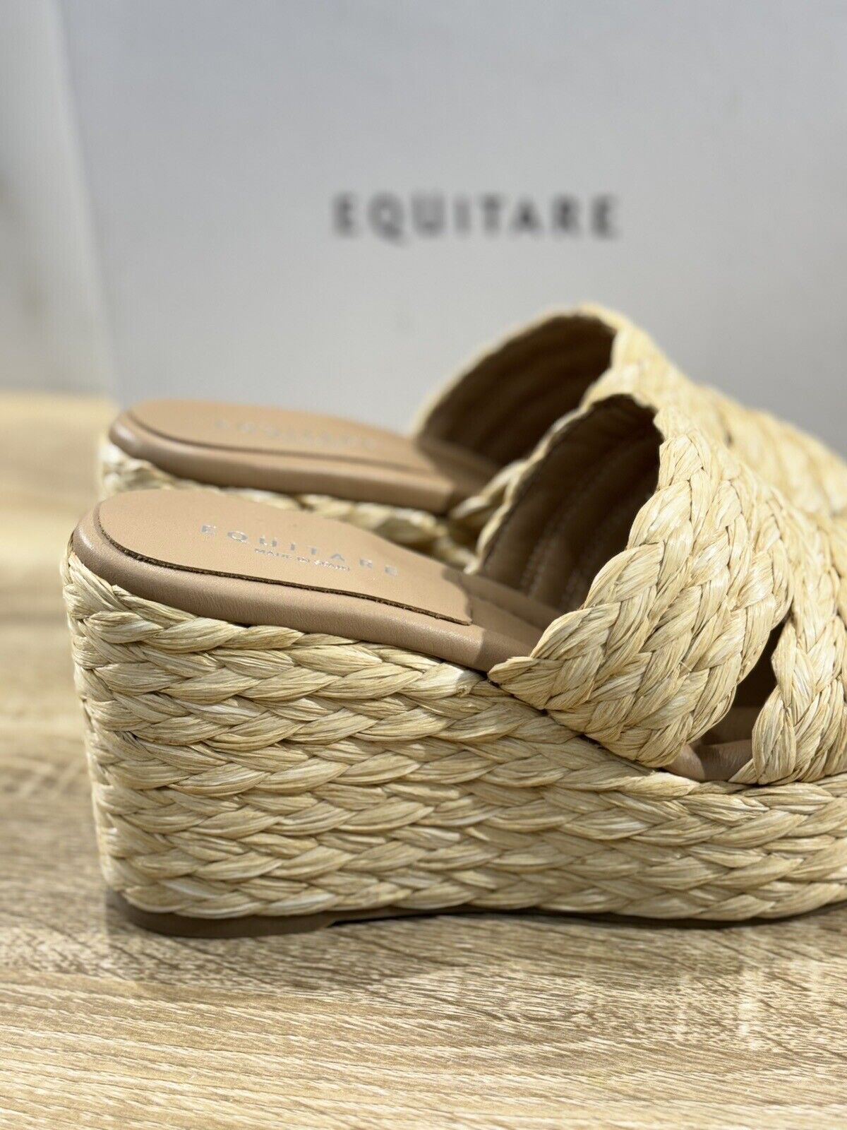 Equitare Sandalo Donna Habana Raffia Naturale  E Pelle Zeppa 41