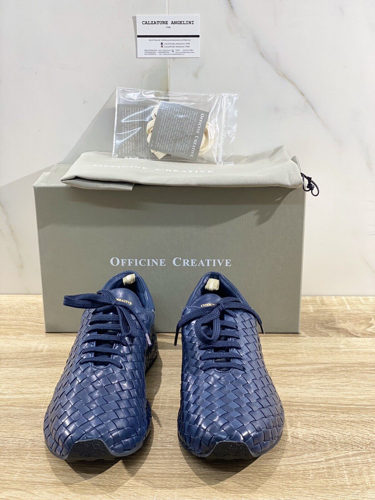 Officine Creative sneaker uomo Race    pelle Blu Full Intreccio  luxury men   40