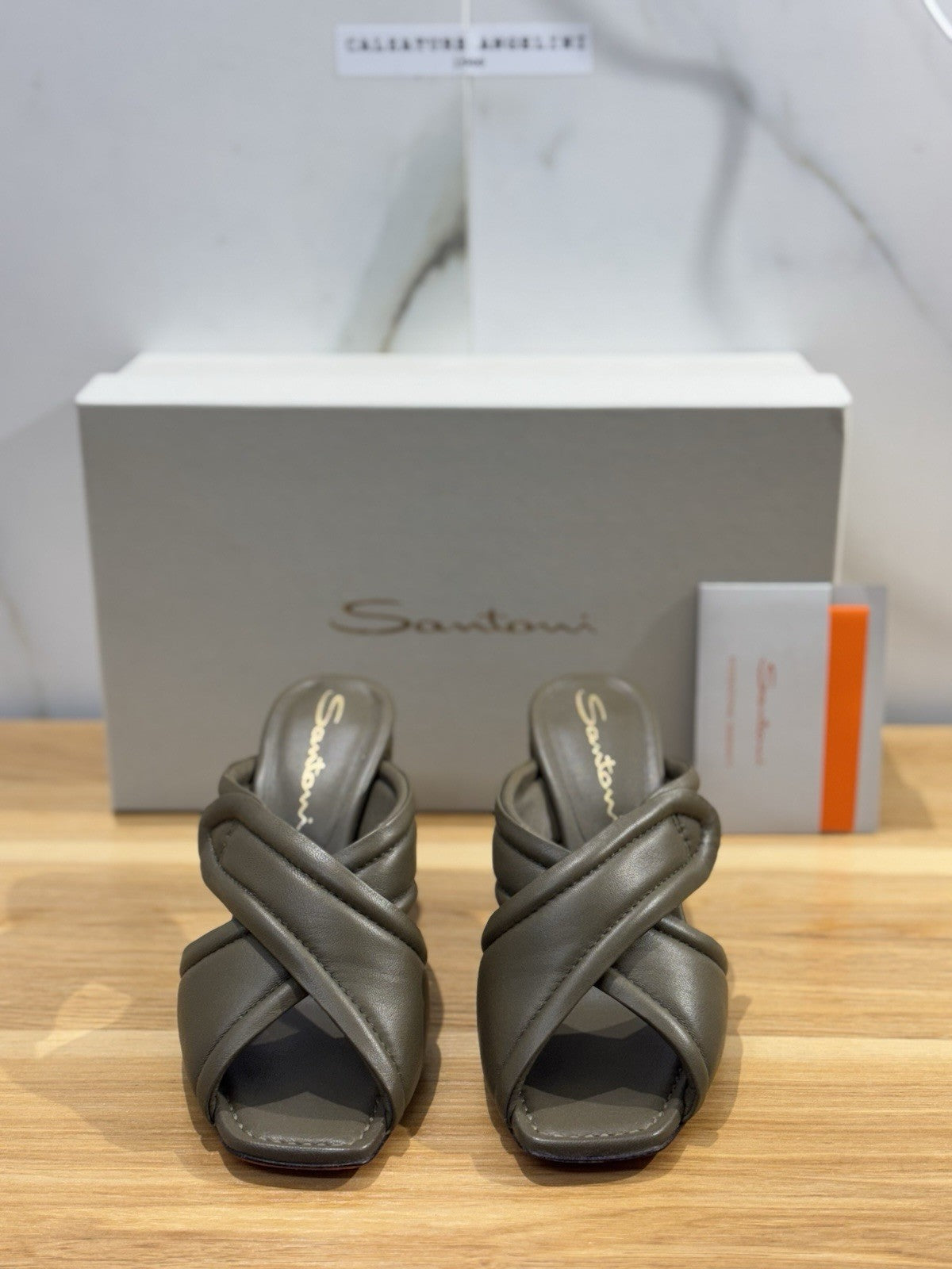 Santoni Sandalo Donna Pelle Verdone Con Tacco Luxury Santoni Sandalo Donna 36