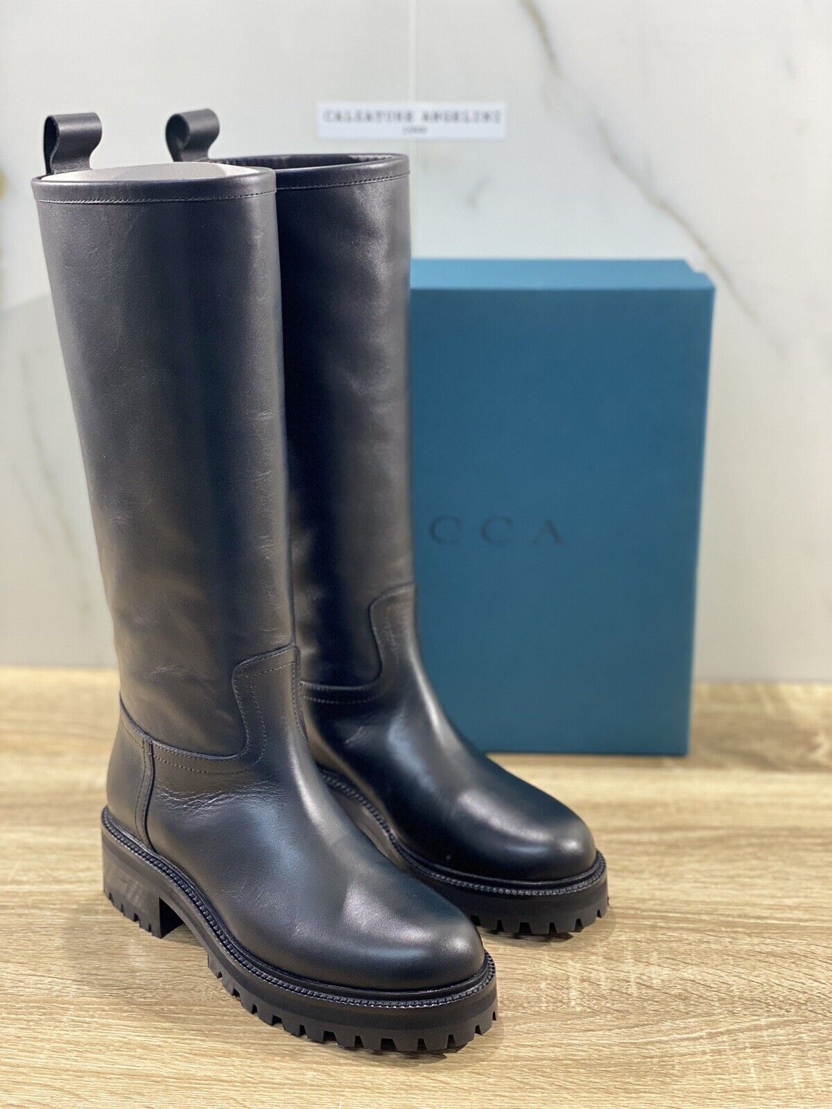 A.BOCCA stivale donna tubo pelle nera luxury boot 41