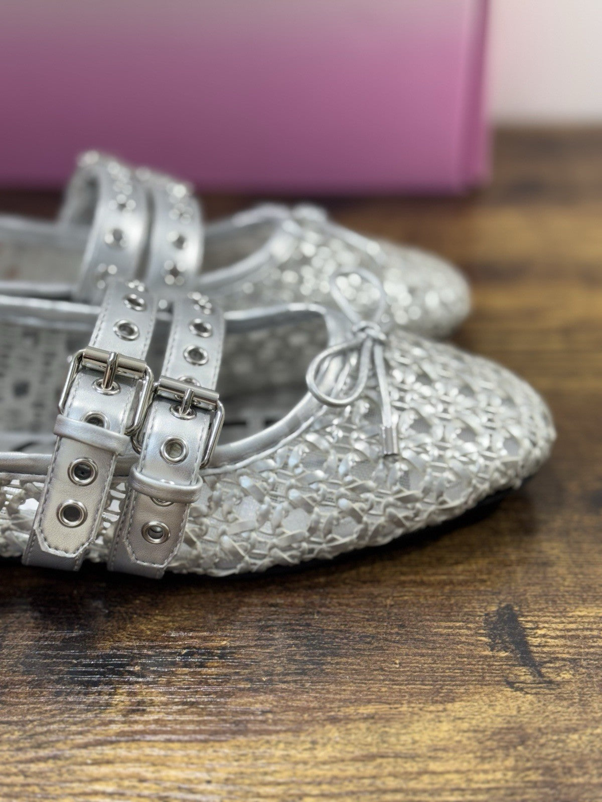 Ballerina Loafer Anna Pelle Silver Intrecciata Donna 36
