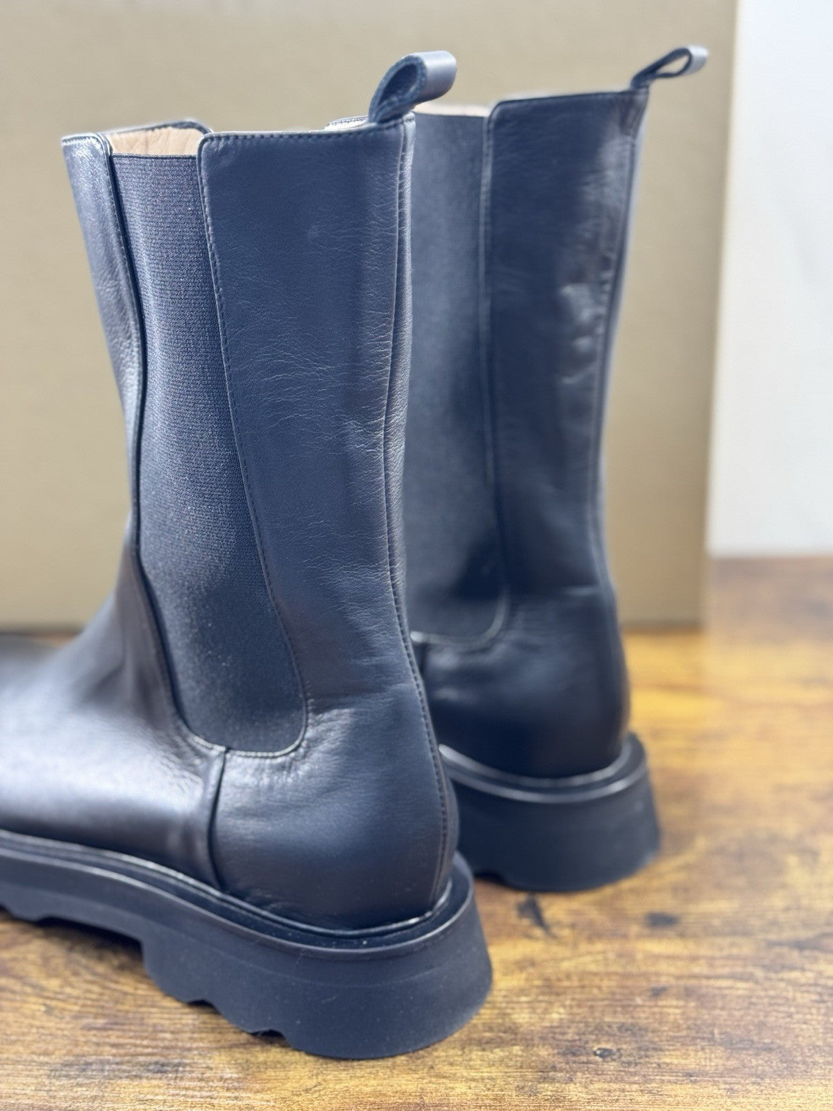 Pomme D’or Stivale  Boot  Pelle Nero Vibram Luxury Handmade Donna 41